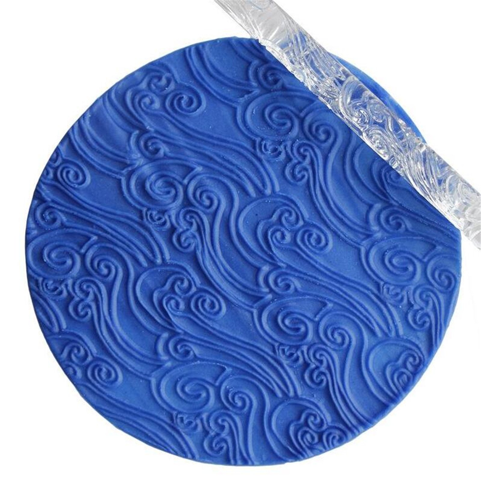 Non-Stick Acrylic Sea Wave Texture Rolling Pin for Baking, Cake Decorating & Pastry - 16 x 1 cm Transparent Kitchen Tool (Ideal for Fondant, Cookie Dough & Pie Crust)