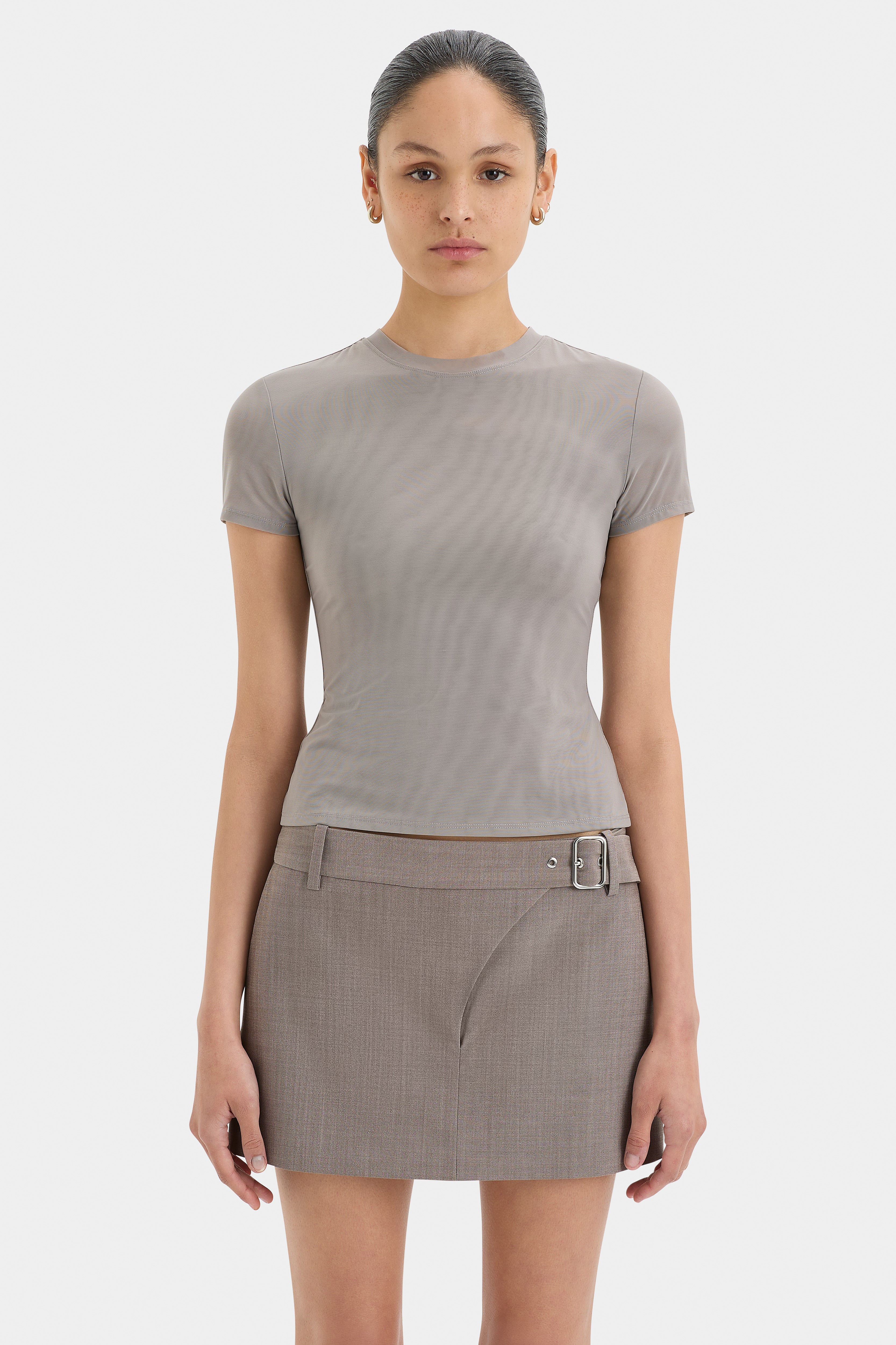 Leonardo Belted Mini Skirt for Women - High Waist Stretchy Denim Skirt with Adjustable Belt | Perfect for Casual Outfits, Date Nights & Office Wear
