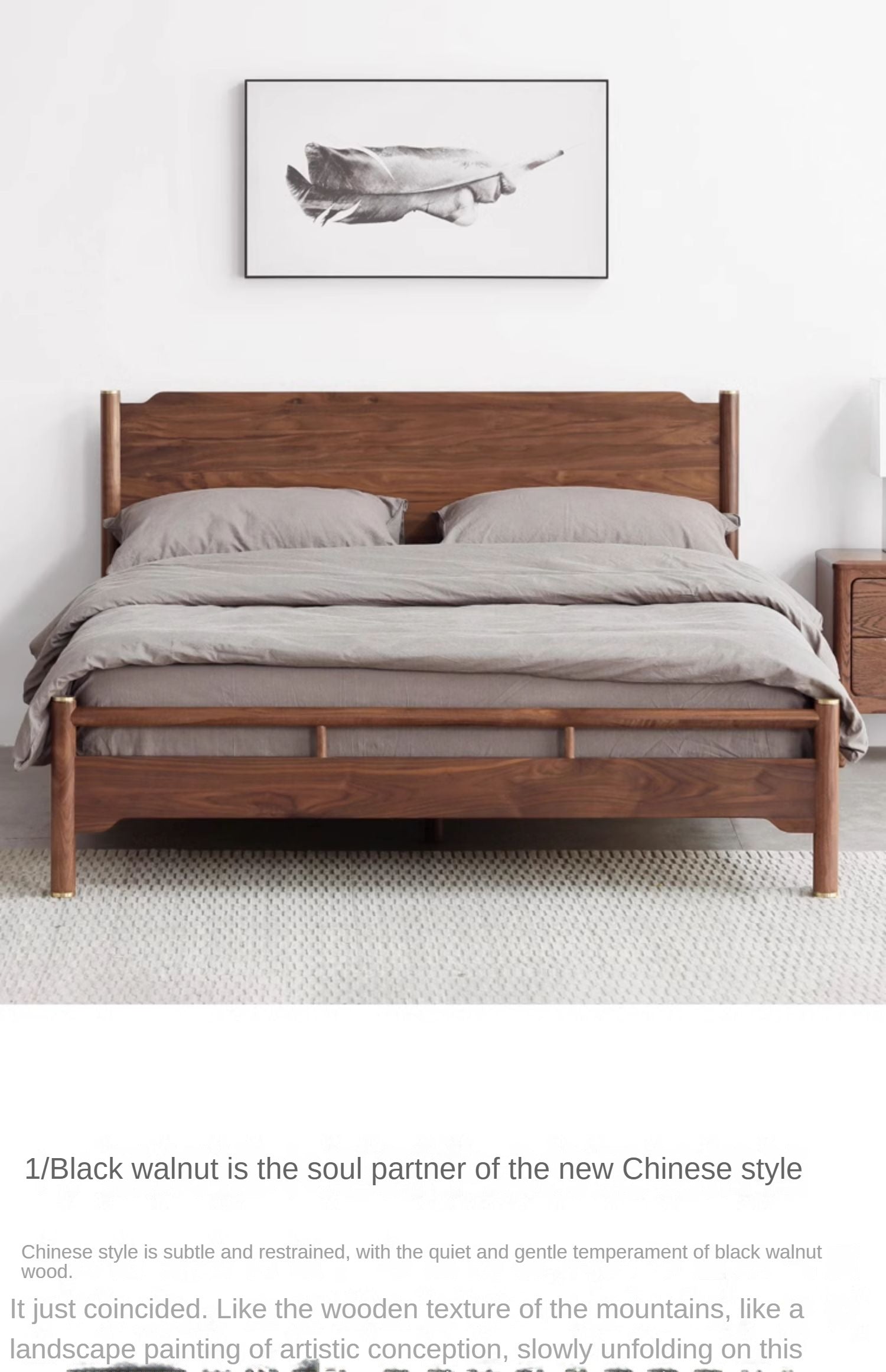 Premium Black Walnut & Ash Solid Wood Bed Frame - Handcrafted Queen/King Size Bed for Modern & Rustic Bedrooms - Perfect for Master Suites, Guest Rooms & Farmhouse Style Homes