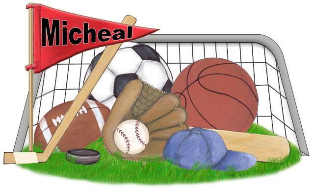 Custom Sports Mural Wall Art - Personalized Name & Number Decor for Bedroom, Game Room & Man Cave