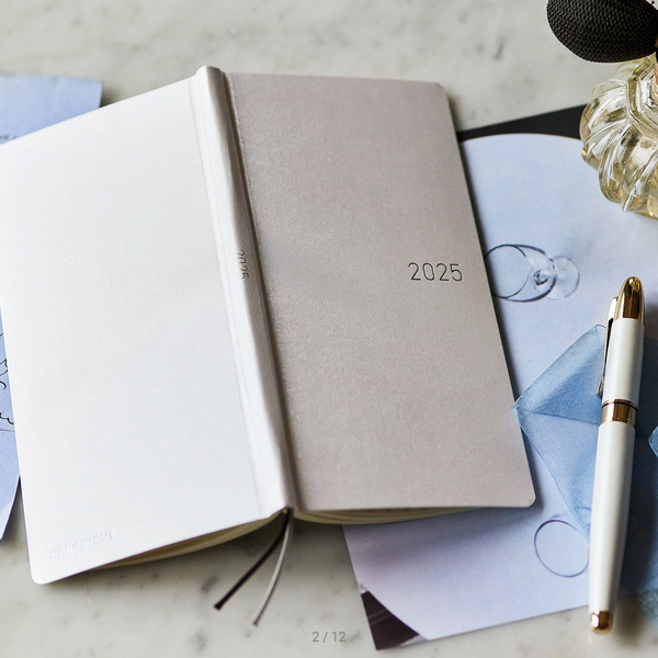 Hobonichi Techo 2025 Planner - Platinum White Weeks Hardcover, Weekly Horizontal Layout, English Edition (January Start, Monday Start) | Perfect for Journaling, Productivity & Daily Planning