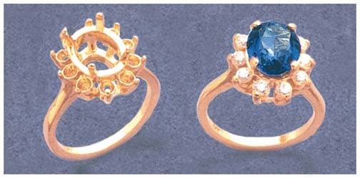 Solid Sterling Silver or 14kt Gold 7x5mm & 10x8mm Oval Cluster Pre-Notched Blank Ring Size 7 Setting (163547/143547) - Perfect for Wedding Bands, Engagement Rings & Jewelry Making