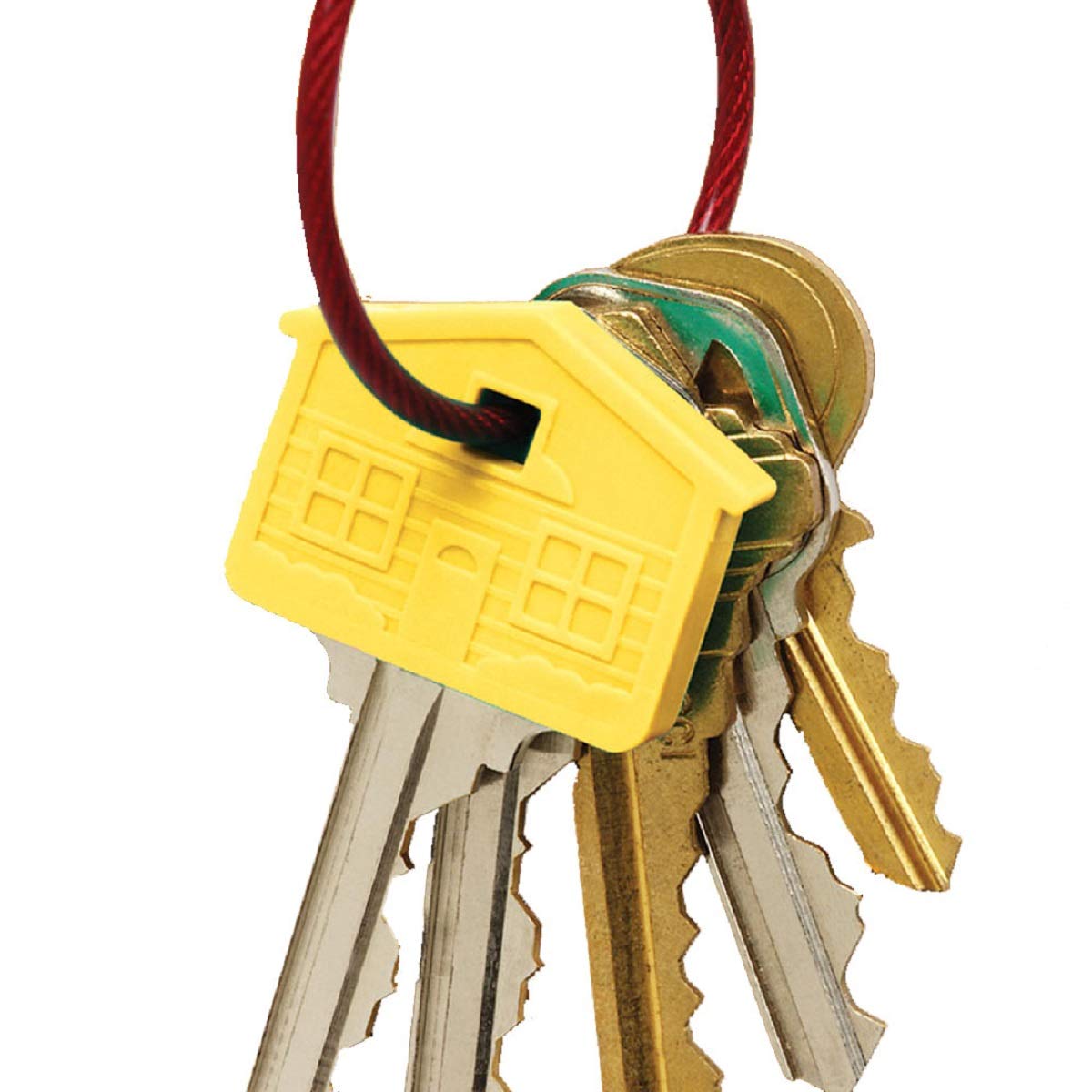 Lucky Line House Shaped Key Caps for KW1 & SC1 Key Ways - Yellow (5-Pack) | Durable Key Identification for Home, Office & Commercial Use