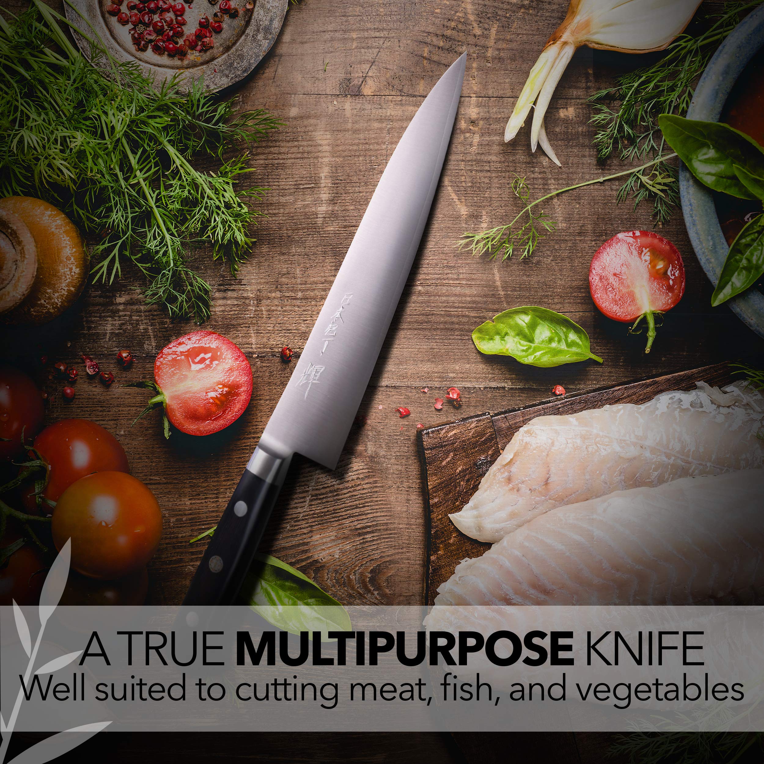Kagayaki KGR2-3 Professional Gyuto Chef's Knife - 8.2 Inch Japanese Kitchen Knife with R-2 Special Steel Blade & Ergonomic Pakkawood Handle | Perfect for Sushi, Meat Cutting & Precision Cooking