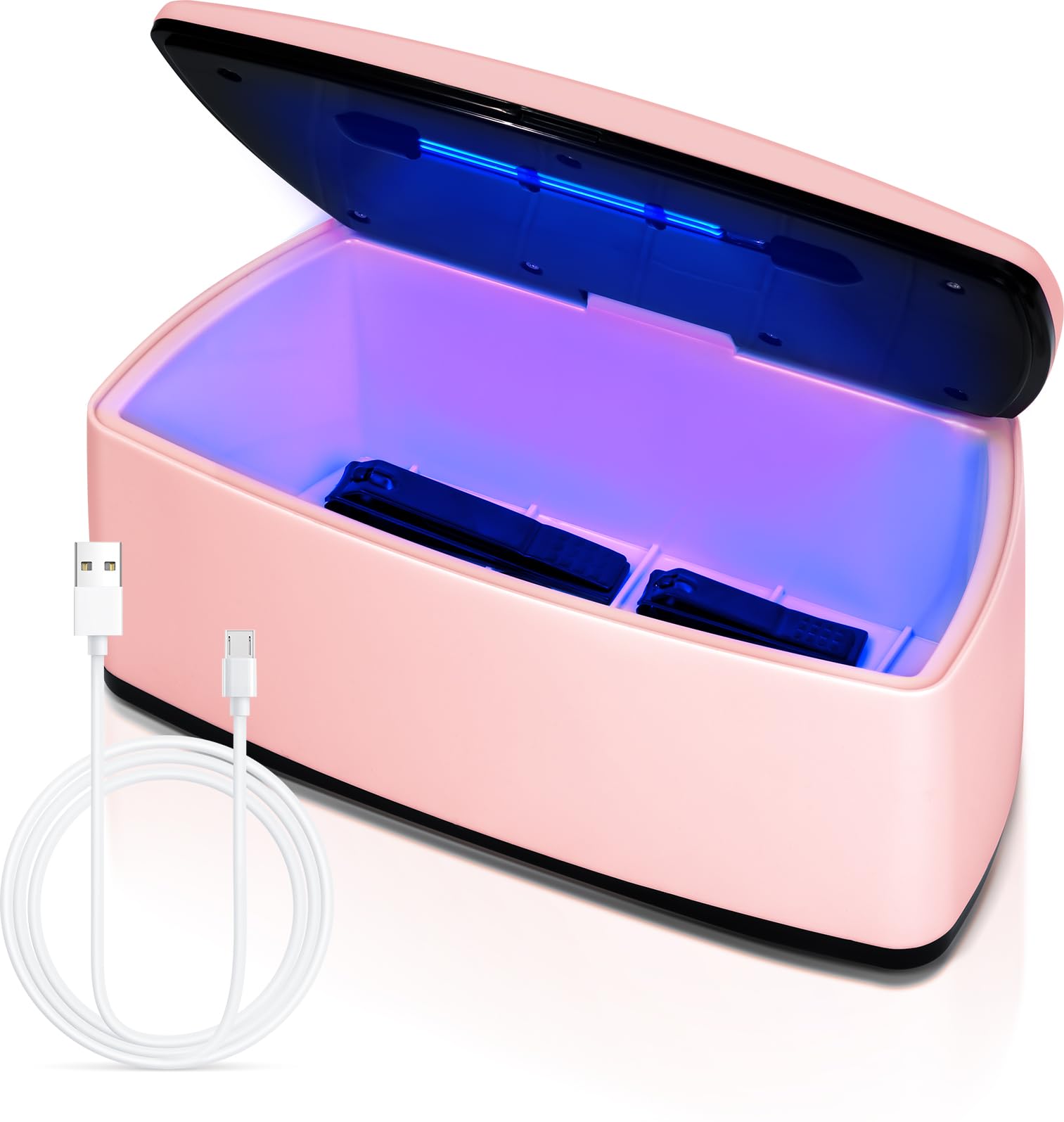 Portable 1L UV Nail Tool Sterilizer Box - High Temperature USB Sanitizer for Manicure Salon, Tattoo Equipment, Jewelry, Phone & Watch Disinfection - Perfect for Home, Salon & Travel Use (Pink)