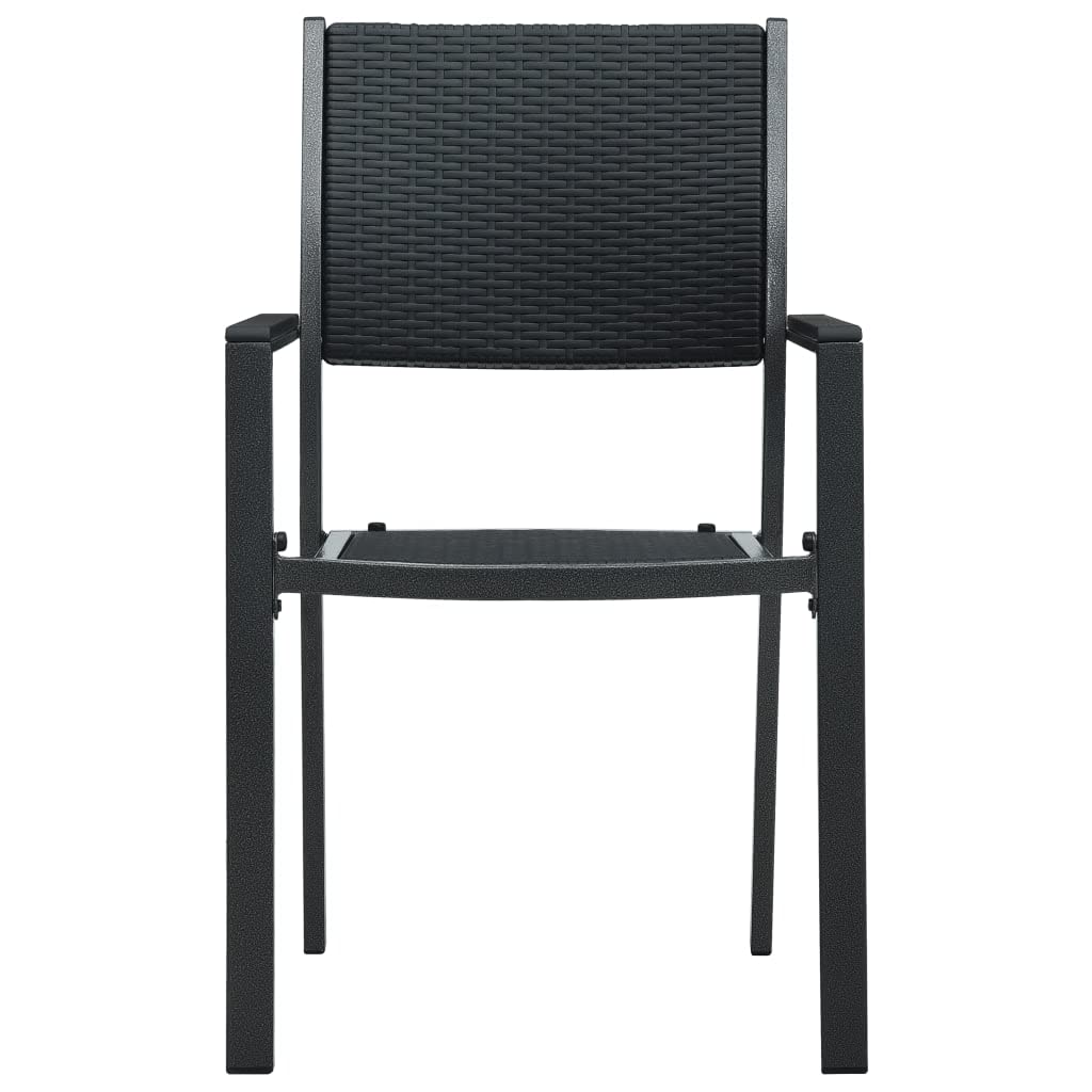 vidaXL 2-Piece Patio Dining Chairs Set with Armrests - Black Plastic Rattan-Look Outdoor Chairs for Deck, Garden, Lawn, Balcony, Backyard - Perfect for Outdoor Dining, Lounging, and Relaxation