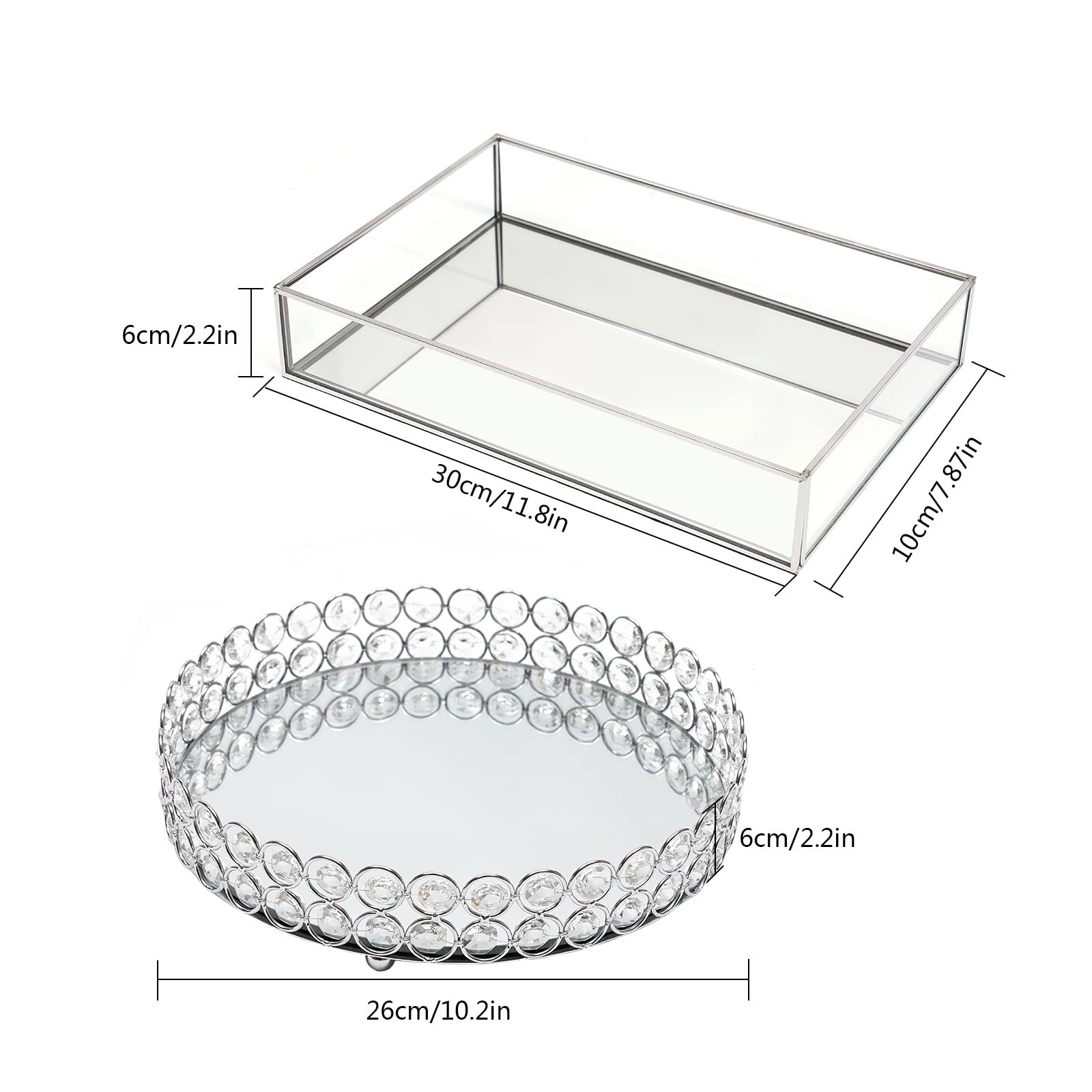 11-Piece Silver Cake Stand Set - Elegant Metal Cupcake Holder with Acrylic Mirror, Wedding & Birthday Party Dessert Display Tray for Fruits, Cakes, Pastries - Perfect for Bridal Showers, Baby Showers, and Special Events