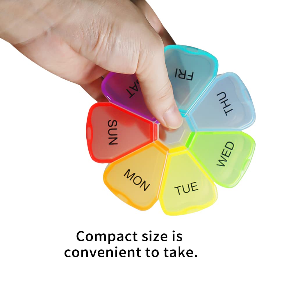 7-Day Weekly Pill Organizer - Colorful Travel Medicine Case with Daily Compartments | Perfect for Vitamins, Supplements & Medication Management at Home or On-The-Go