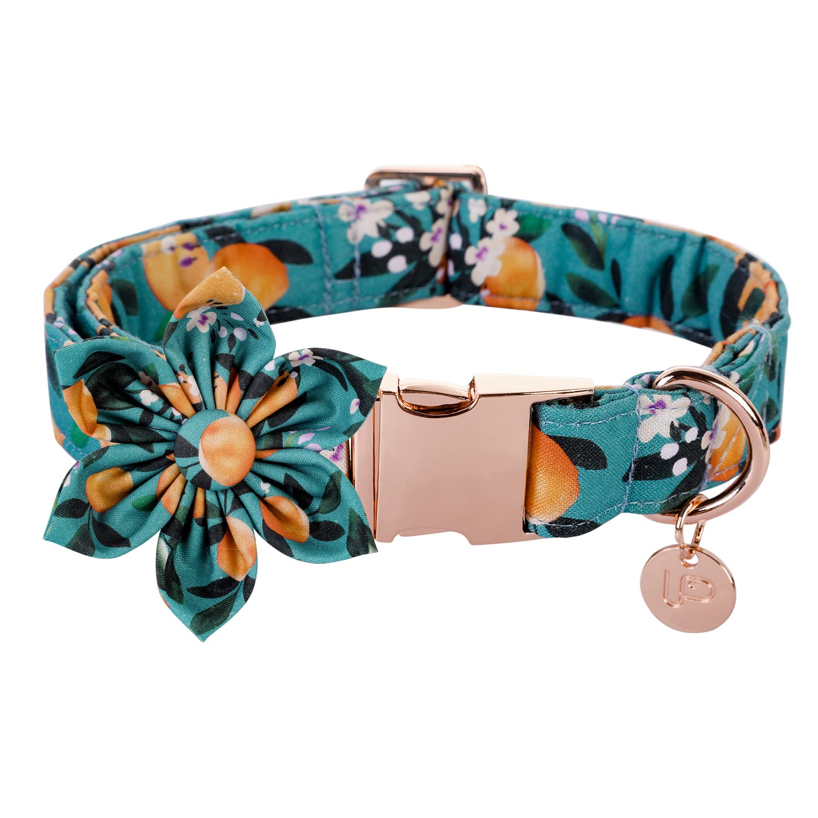 Flower Dog Collar for Large Dogs - Durable Cotton Pet Collar with Metal Buckle, Comfortable & Adjustable Summer Dog Accessory for Female Dogs - Perfect for Outdoor Walks, Pet Photos & Special Occasions