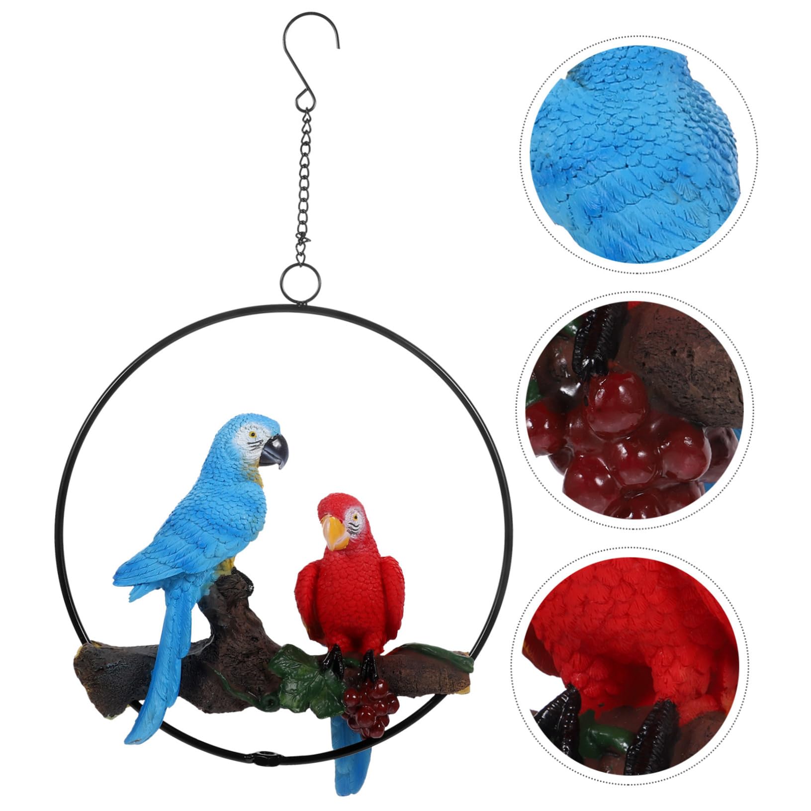 Handmade Iron Parrot Ornament - Outdoor Hanging Garden Decor, Tiki Bar & Patio Decoration, Rustic Bird Sculpture for Tropical Themed Parties & Backyard Decor