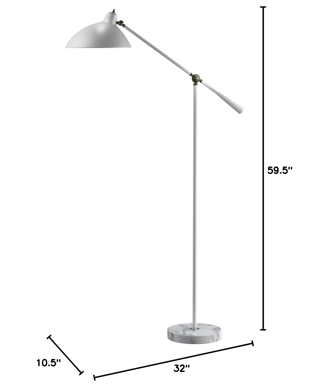 Adesso 3169-02 Antique Brass Floor Lamp with White Shade - Elegant Lighting for Living Room, Bedroom & Office Decor