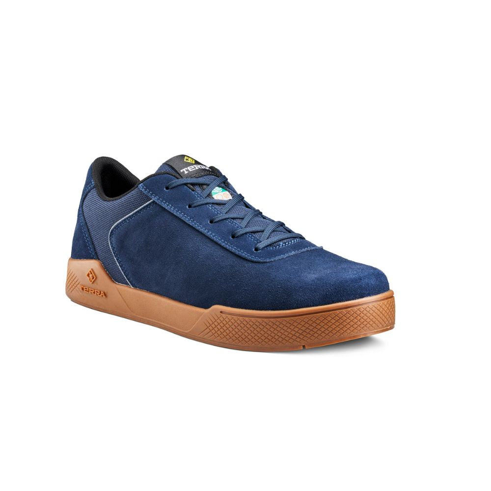 **TR0A838YNVU Men's Aluminum Toe Skate Shoes - Lightweight Safety Sneakers for Work & Sports - Navy Blue - Non-Slip, Breathable for Construction, Warehouse & Skateboarding**