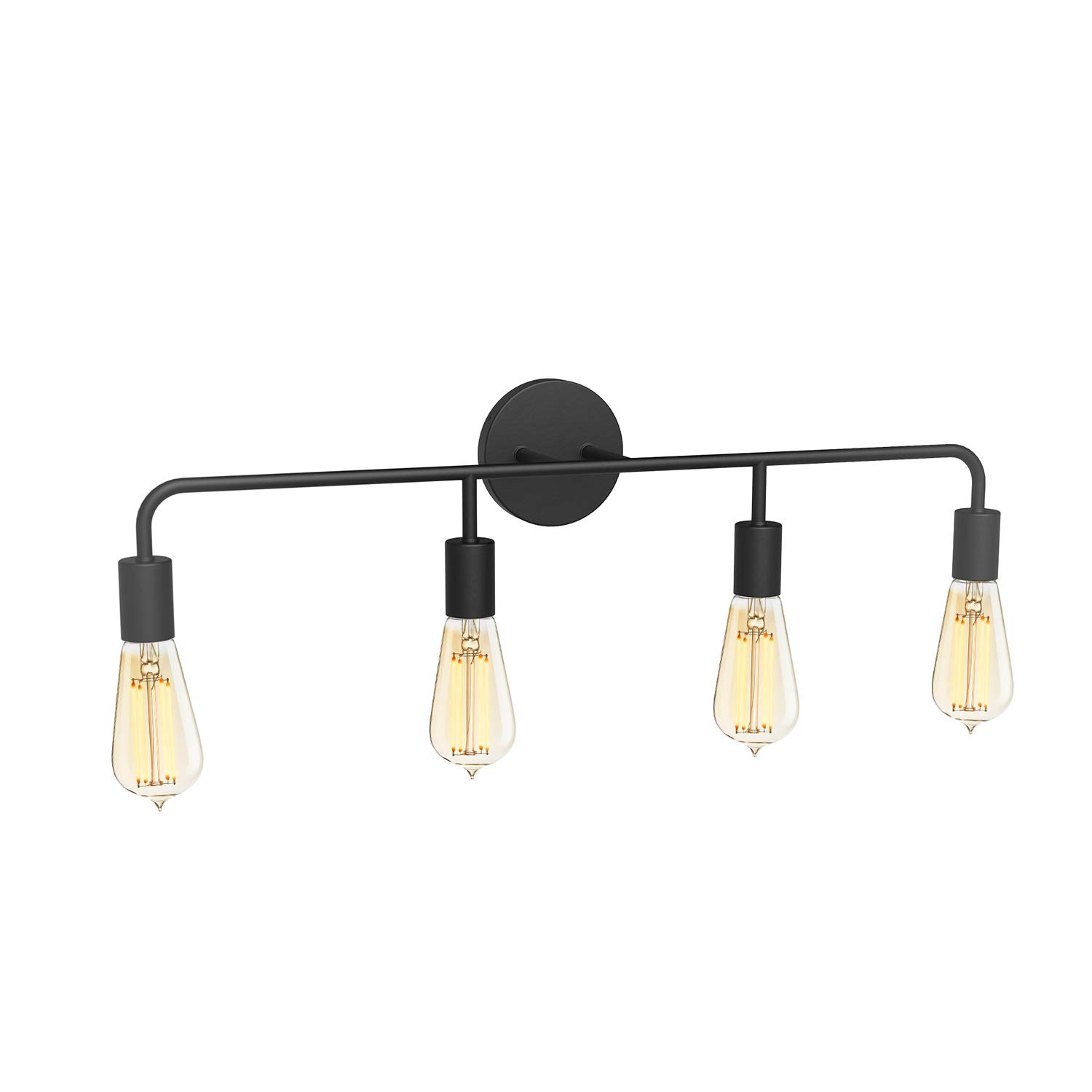 Modern 4-Light Bathroom Vanity Light Fixture - 30 Inch Matte Black with E26 Socket (60W, 120V) - No Bulbs Included - Farmhouse Style Mirror Lighting for Bathroom, Bedroom & Dressing Room Vanity Areas