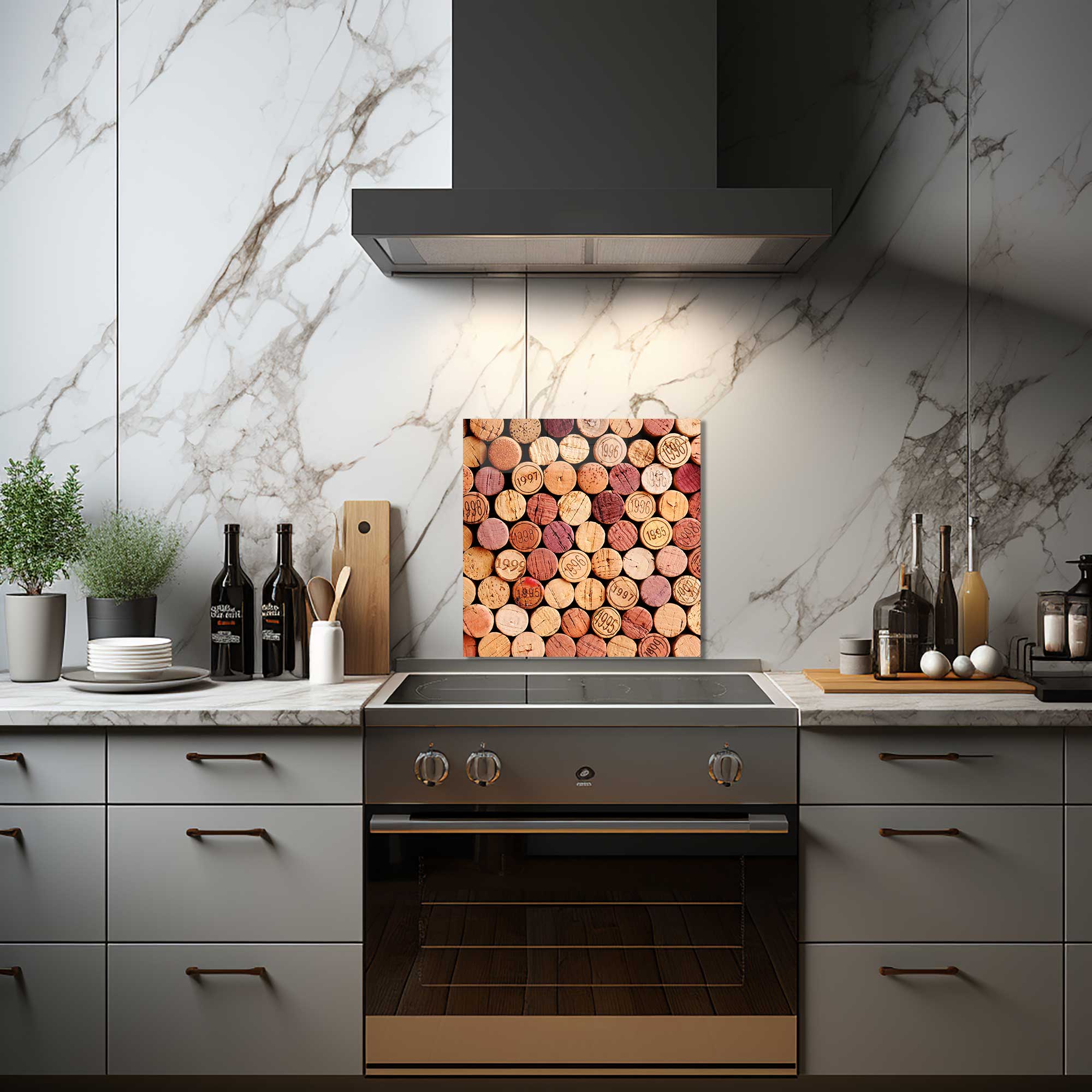 Premium Wine Corks & Glass Splashbacks - Elegant Kitchen & Bar Decor for Wine Enthusiasts | Perfect for Home Bars, Restaurants & Wine Cellars