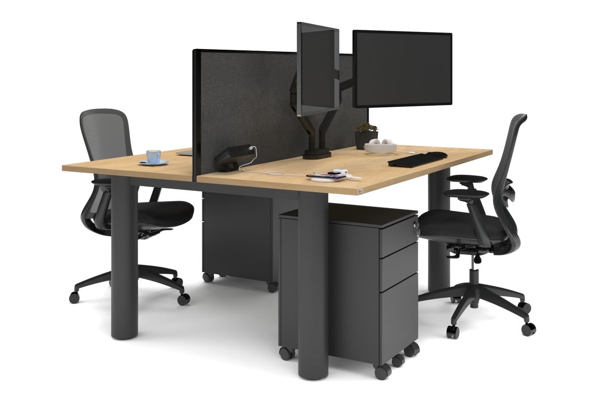 Quadro Cylinder Leg 2 Person Office Workstation - 1800L x 700W Modern Desk for Collaborative Workspaces | Perfect for Office, Coworking Spaces & Home Offices
