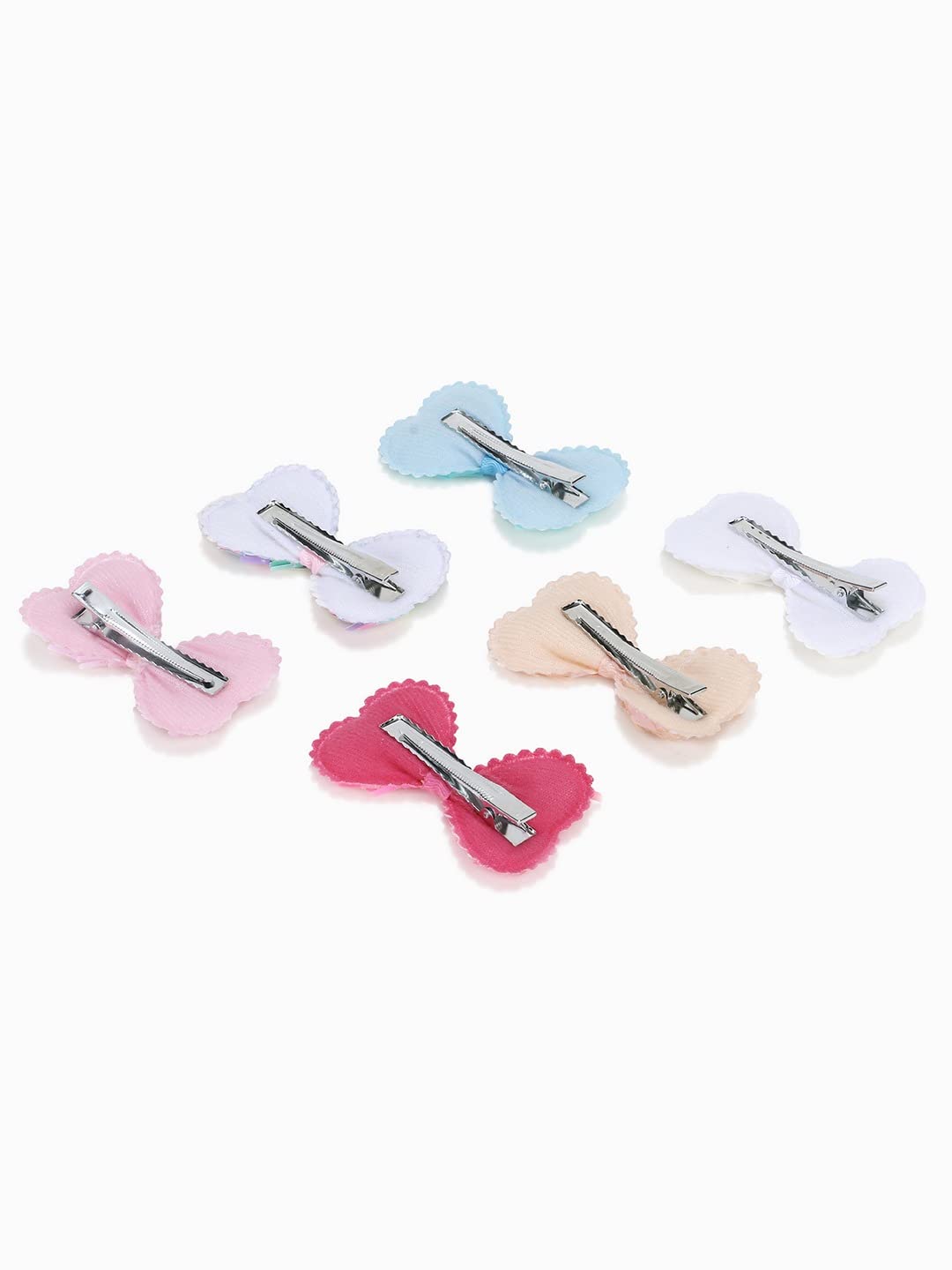 STYLEDOSE 6Pcs Small Non-Slip Hair Clips with Glitter Bows - Handmade Hair Accessories for Girls & Toddlers - Perfect for School, Parties & Everyday Styling