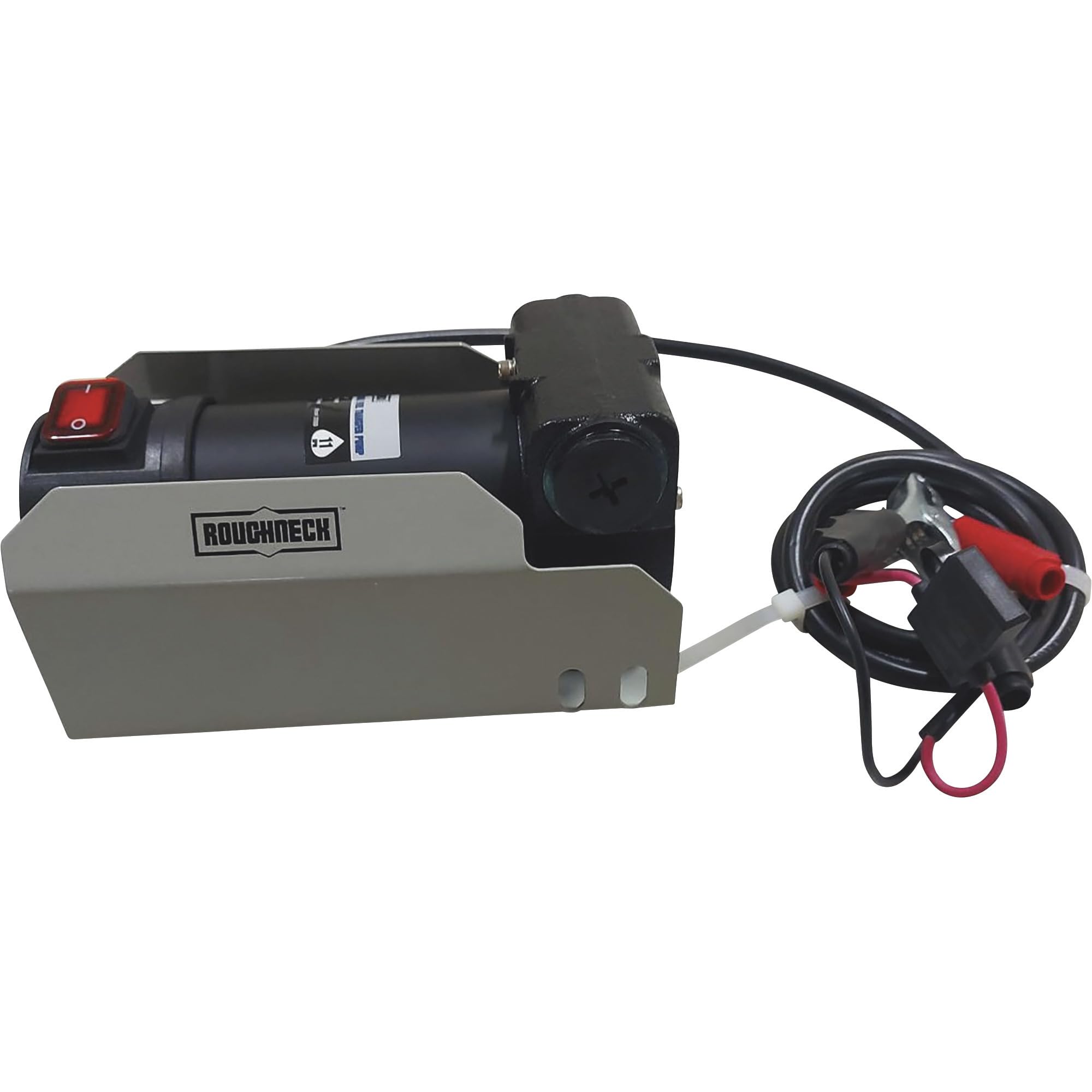 Roughneck 12V Fuel Transfer Pump - 11 GPM High Flow, Manual Nozzle with 5ft Hose for Gasoline, Diesel & Kerosene | Perfect for Farm Equipment, Boat Fueling & Emergency Fuel Transfer
