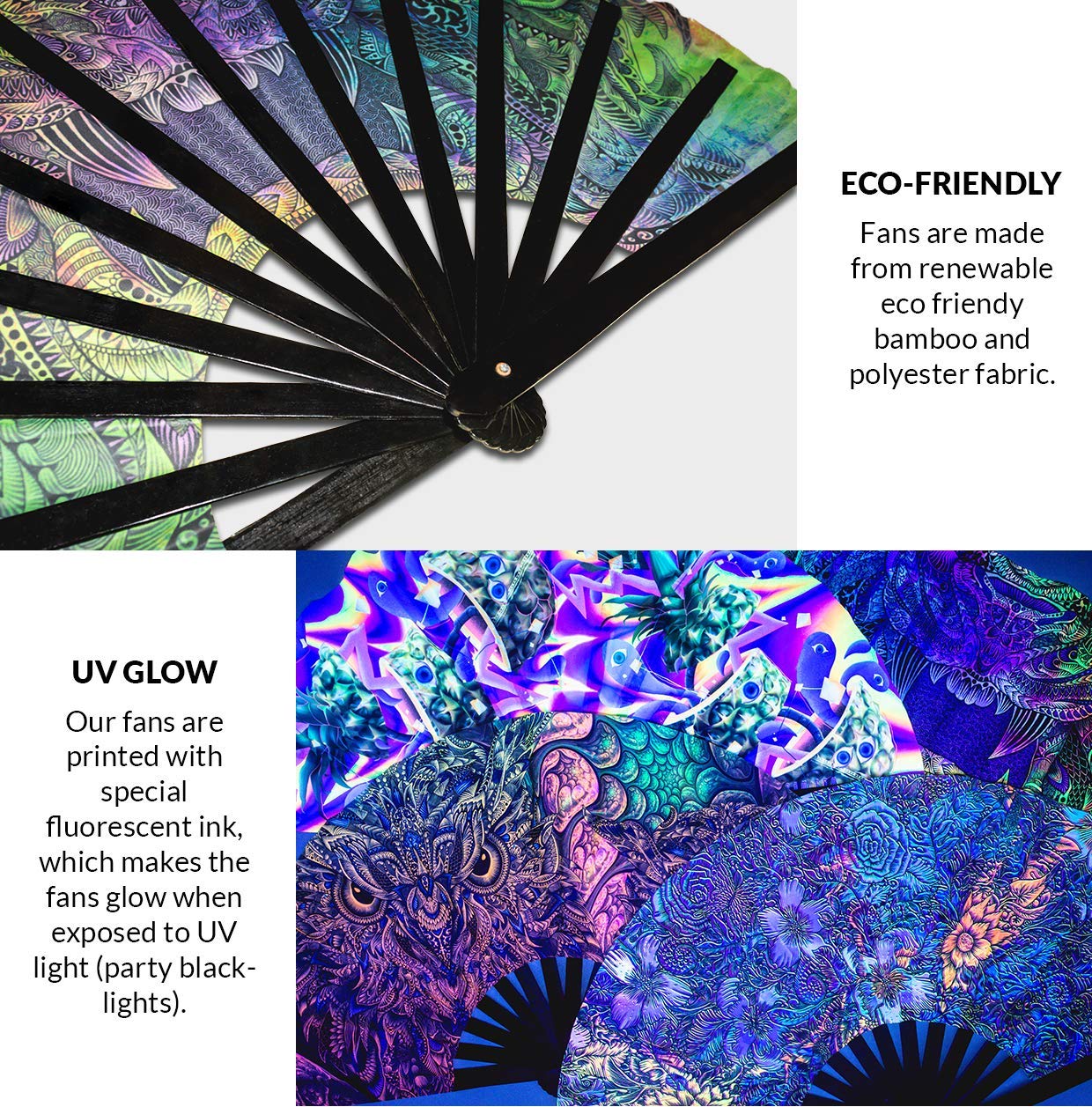 UV Glow Hand Fan for Fish Lovers - Koi Fish Design Folding Handheld Fan - Perfect Gift for Fish Moms, Pet Owners & Aquatic Enthusiasts (Style 9) - Great for Summer Outdoor Events, Aquarium Visits & Fish-Themed Parties
