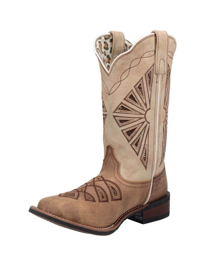 Laredo Women's Kite Days Embroidery Square Toe Casual Boots - Mid Calf Low Heel 1-2 Inch Western Ankle Booties - Black Cowgirl Boots for Everyday Wear, Country Music Festivals & Date Nights