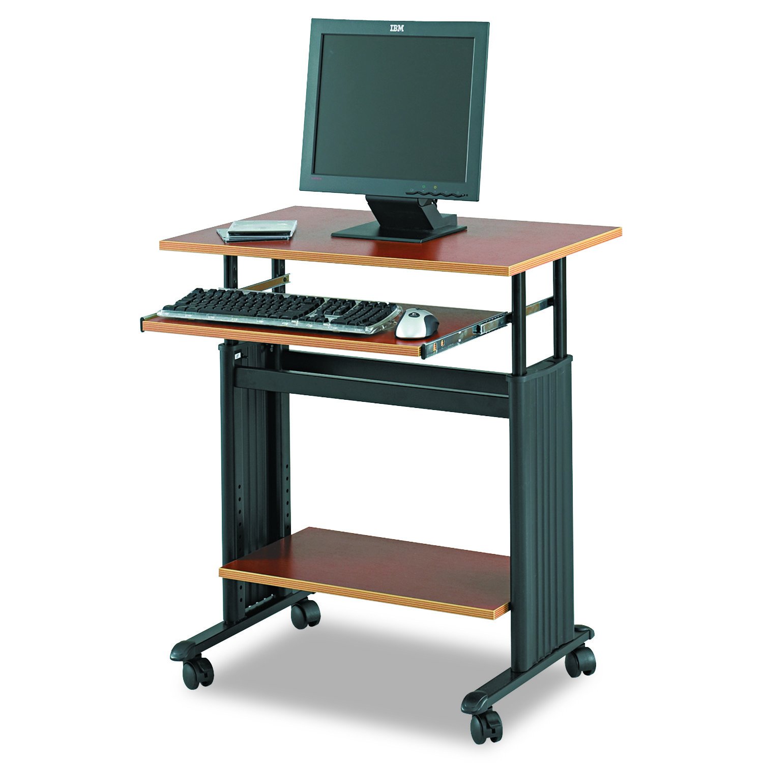 Safco Products Muv Adjustable-Height Standing Desk - Cherry Wood Finish | Ergonomic Home & Office Workspace Solution for Productivity and Comfort
