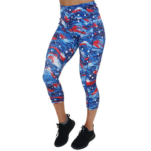 USA Flag Leggings - Patriotic American Flag Print Yoga Pants for Women - Perfect for 4th of July, Workouts & Casual Wear