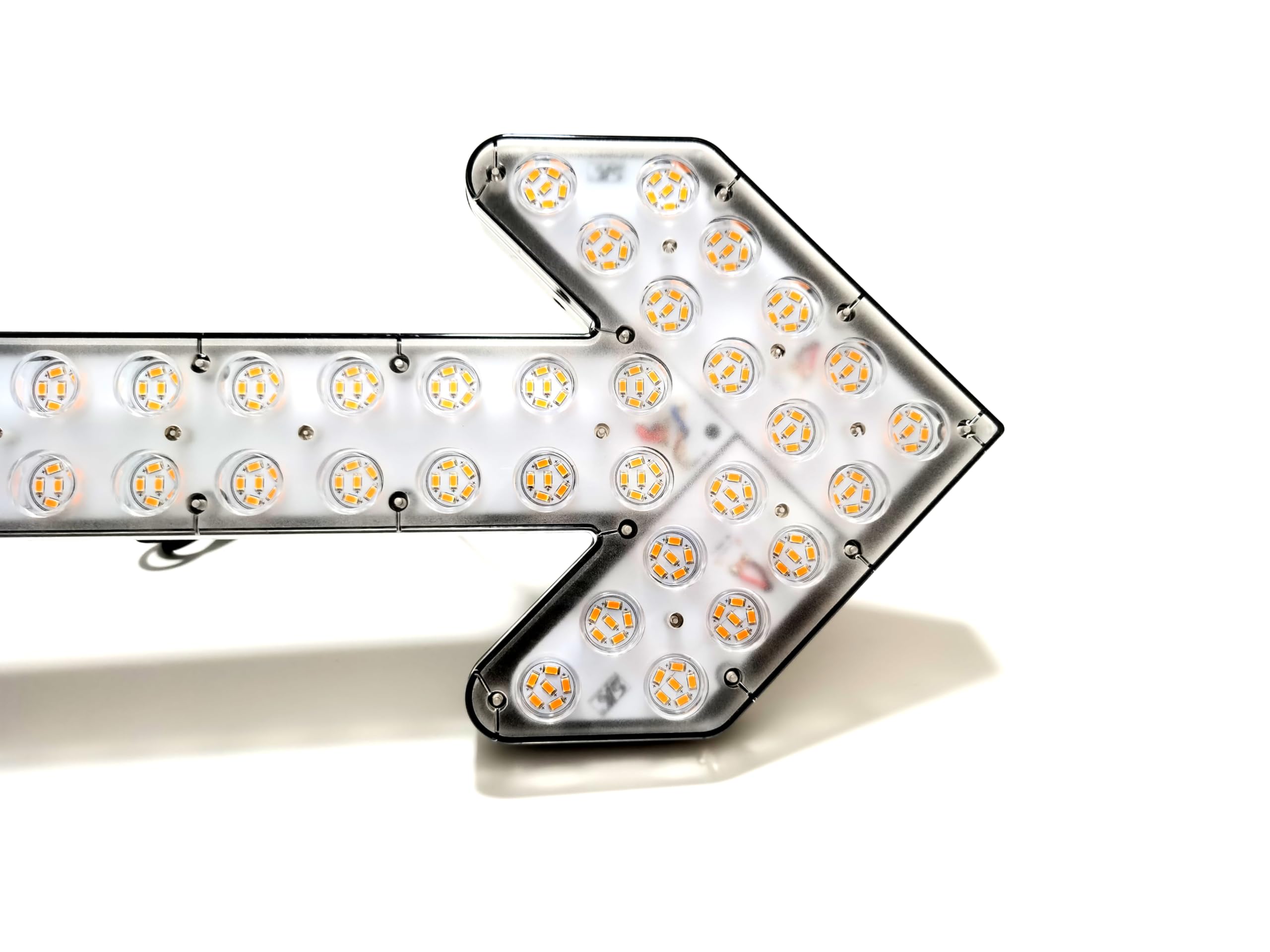 12V-24V Waterproof Amber/White LED Arrow Signal Light for Trucks, Sweepers, Construction Vehicles & Wreckers - Heavy Duty Pilot Light Bar for Work Vehicles, Safety Warning & Roadside Assistance