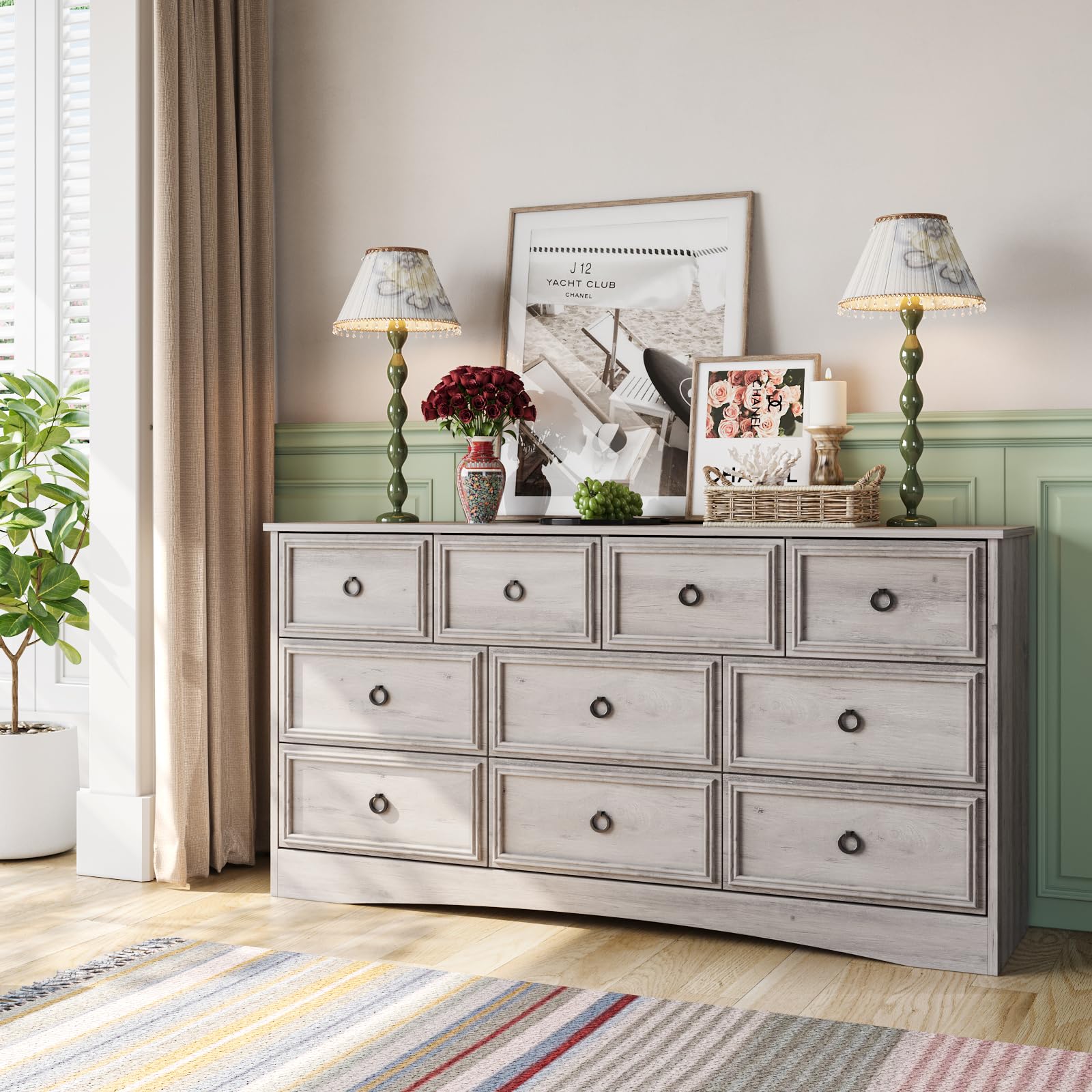 Modern 10-Drawer Dresser for Bedroom - 59.05