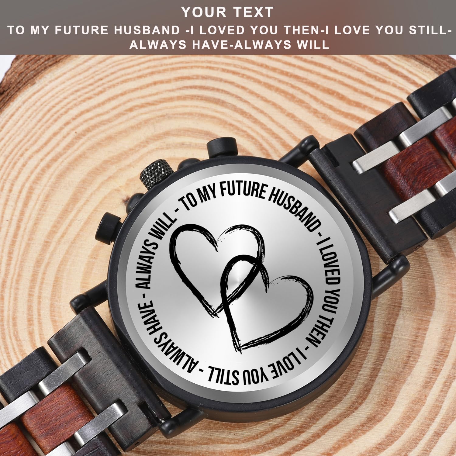 Personalized Engraved Wooden Watch for Men - Custom Name Wood Watch Gift for Husband, Boyfriend - Birthday, Anniversary Present - Perfect for Casual Wear, Office & Special Occasions
