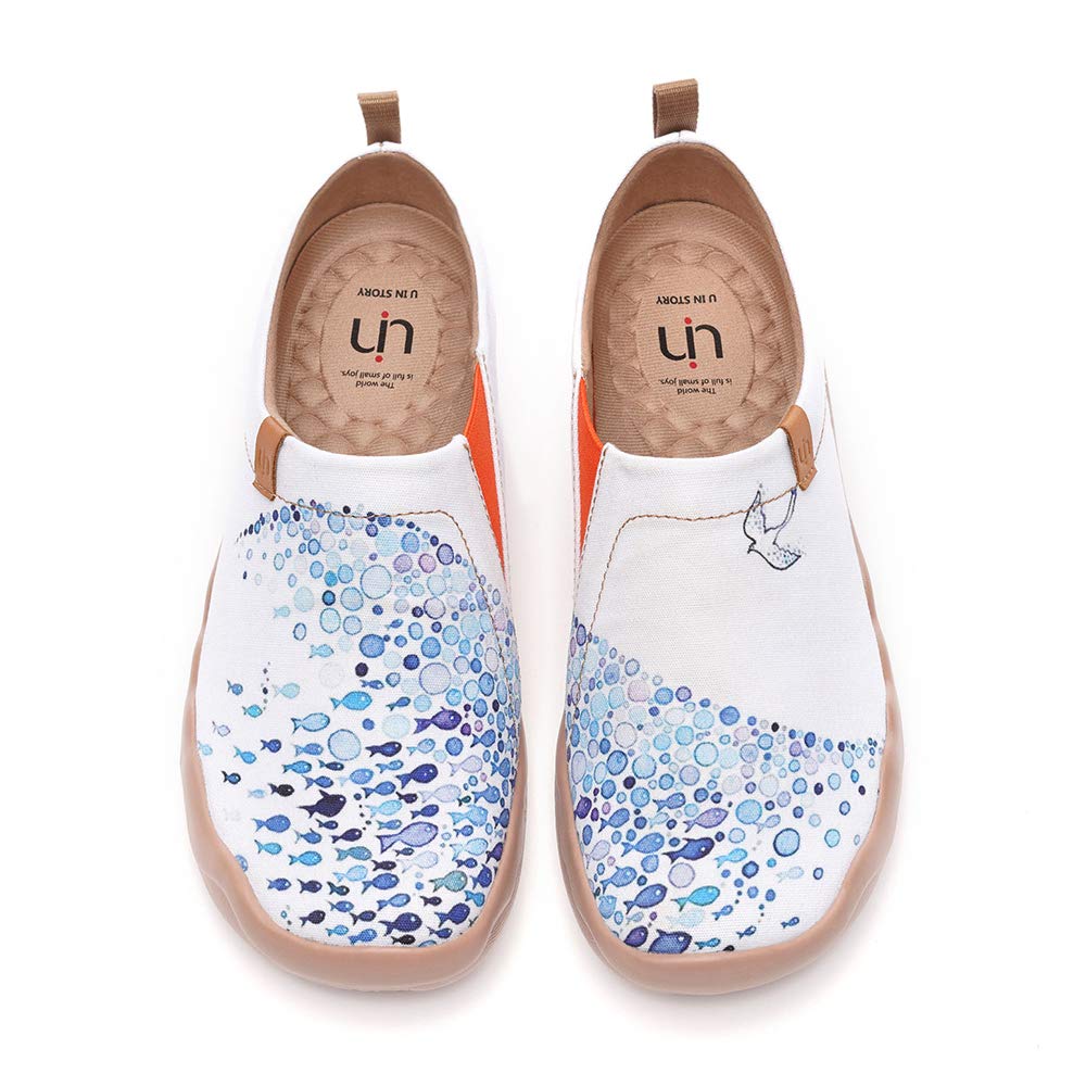 UIN Women's Slip On Sneakers - Comfortable Knit Loafers with Artistic Painting | Soft Walking Shoes for Casual Wear, Travel & Daily Errands
