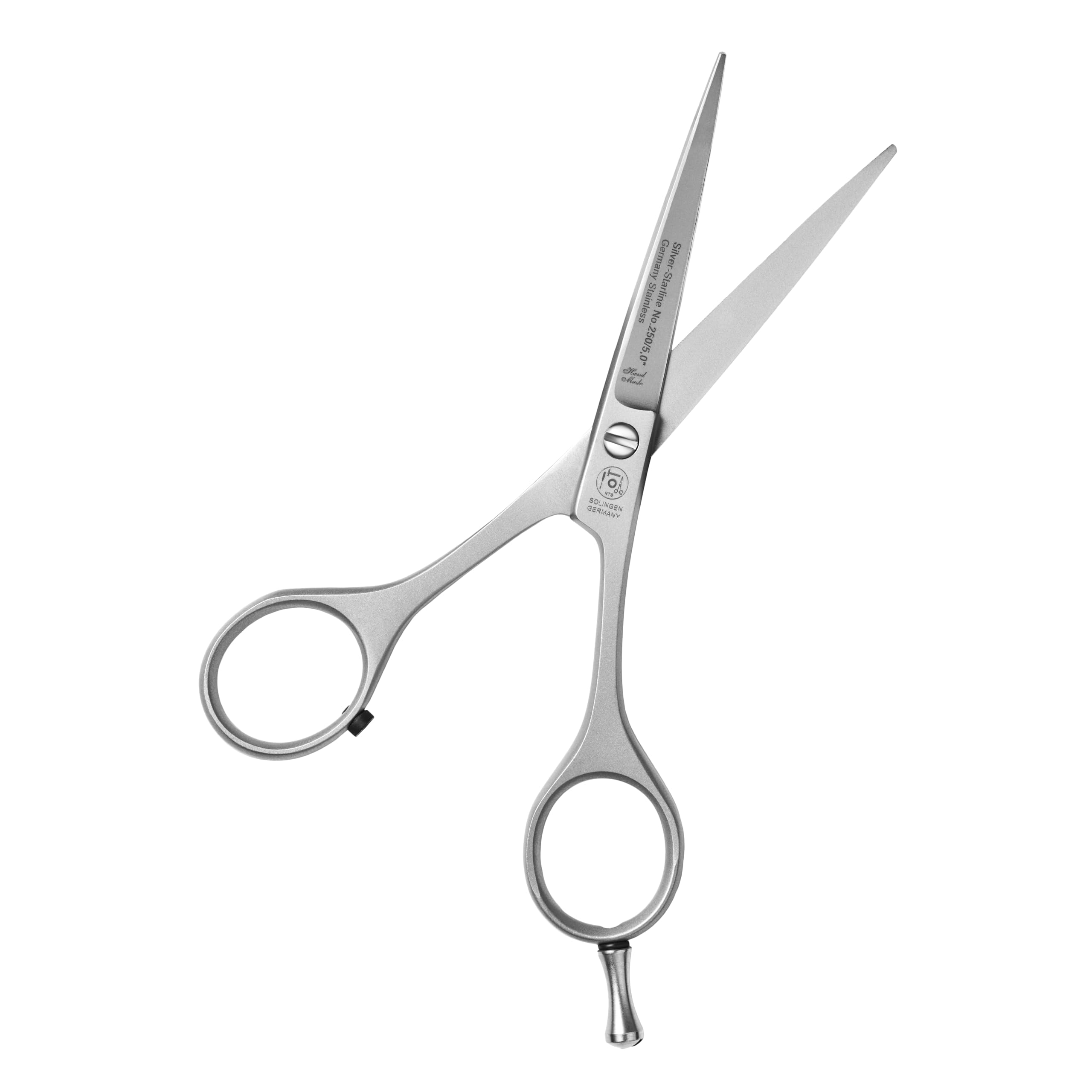 Professional NTS-Solingen Silver Line 250 Hairdressing Scissors - 5.0 Inch (12.7 cm) Satin Finish Hair Cutting Shears - Made in Germany for Precision Styling & Salon Use