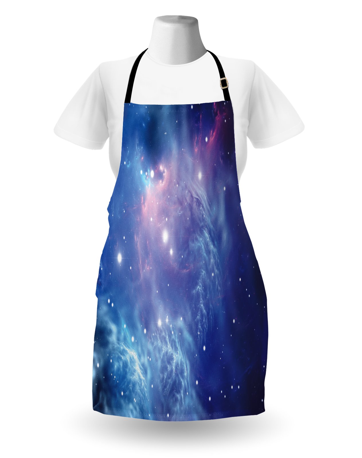 Ambesonne Outer Space Apron - Galaxy Nebula Star Clusters Astronomy Design, Adjustable Unisex Kitchen Bib for Cooking, Baking & Gardening (Purple/Navy) - Perfect for Home Chefs, BBQ Parties & Science Enthusiasts