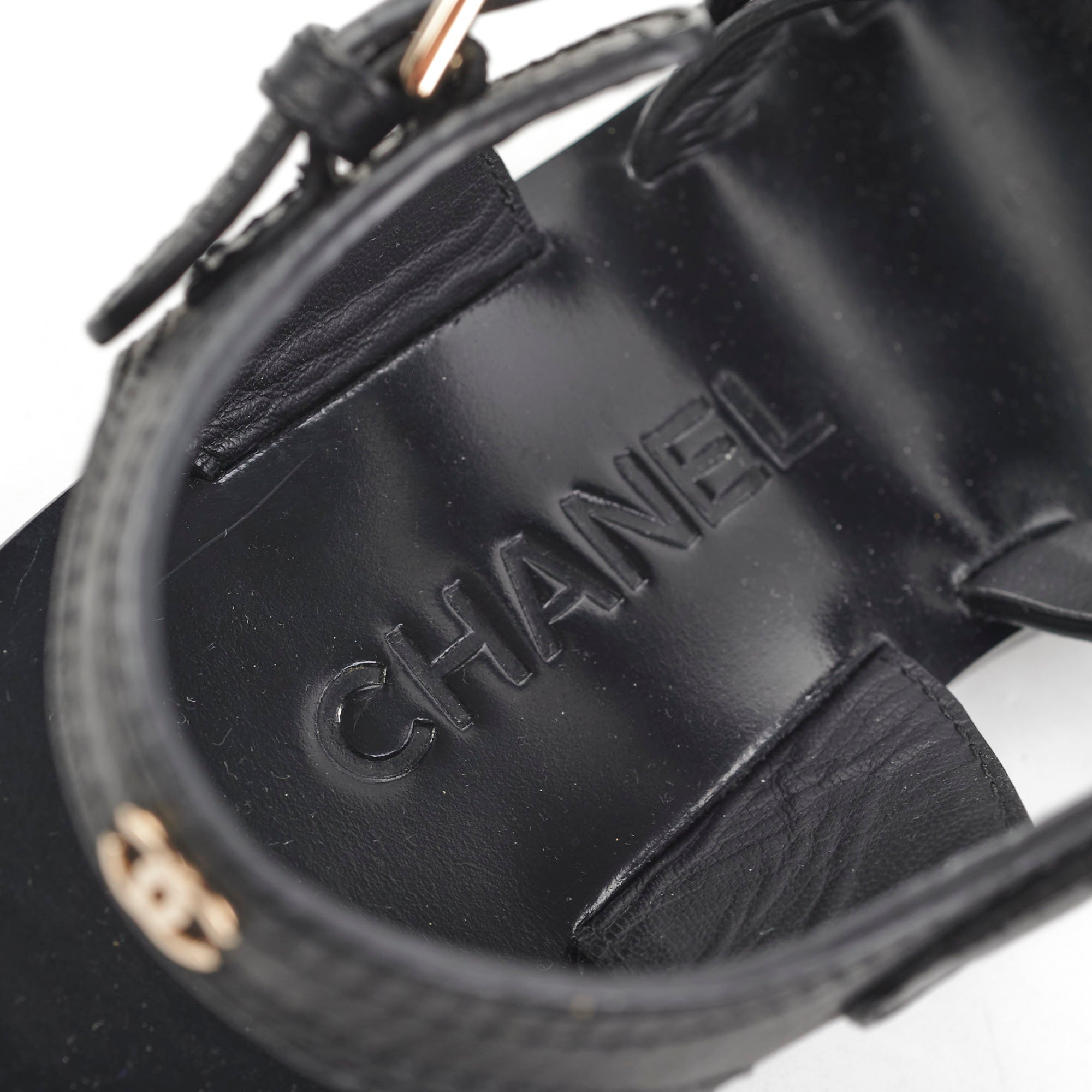 Chanel Black Leather Chain Strap Sandals Size 36 - Luxury Women's Summer Shoes for Beach, Party & Evening Wear