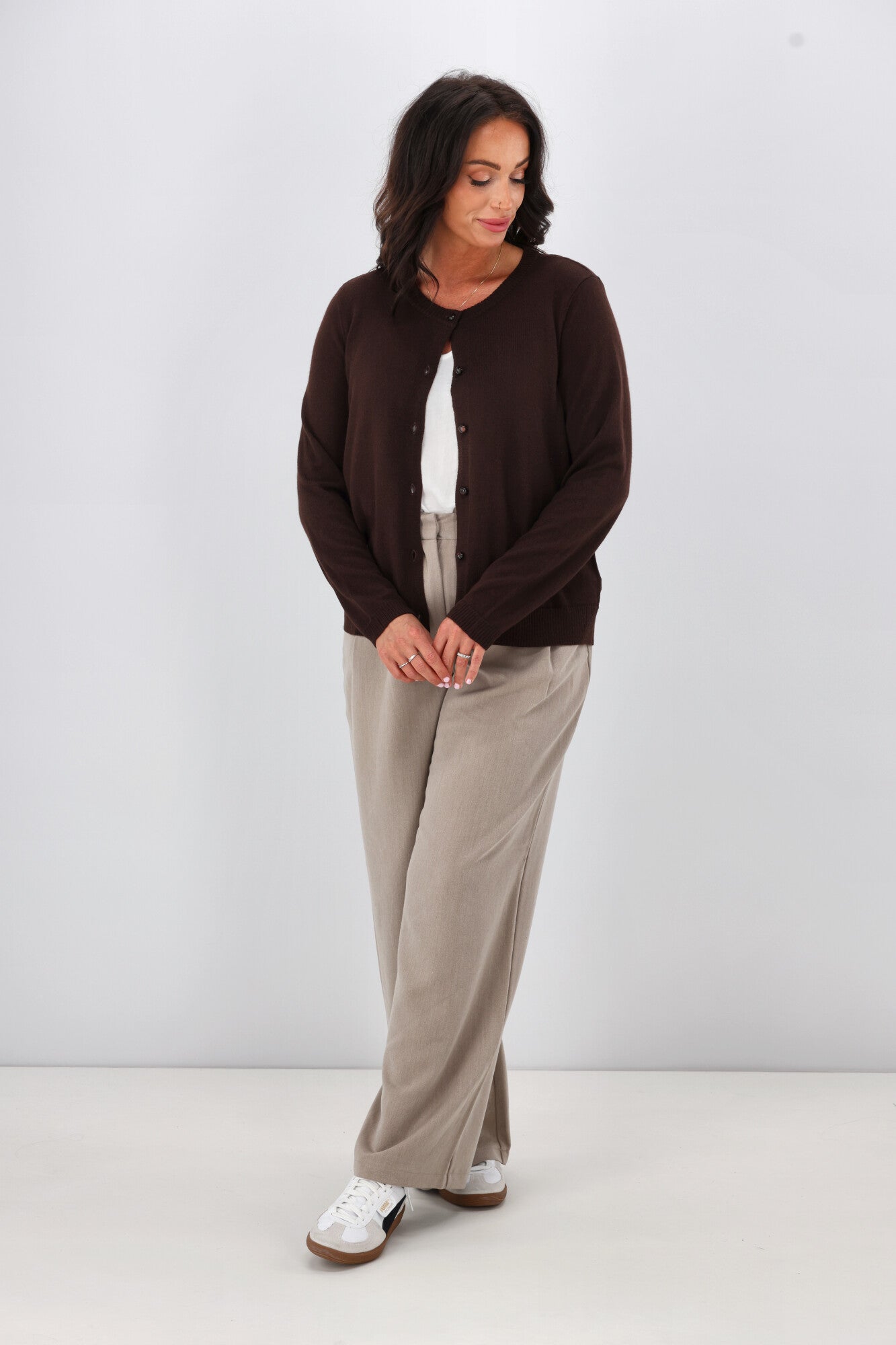 Alpine by Shine On Quebec Rib Detail Cardigan in Chocolate Brown - Cozy Winter Sweater for Women | Perfect for Office Wear, Casual Outfits & Holiday Gatherings