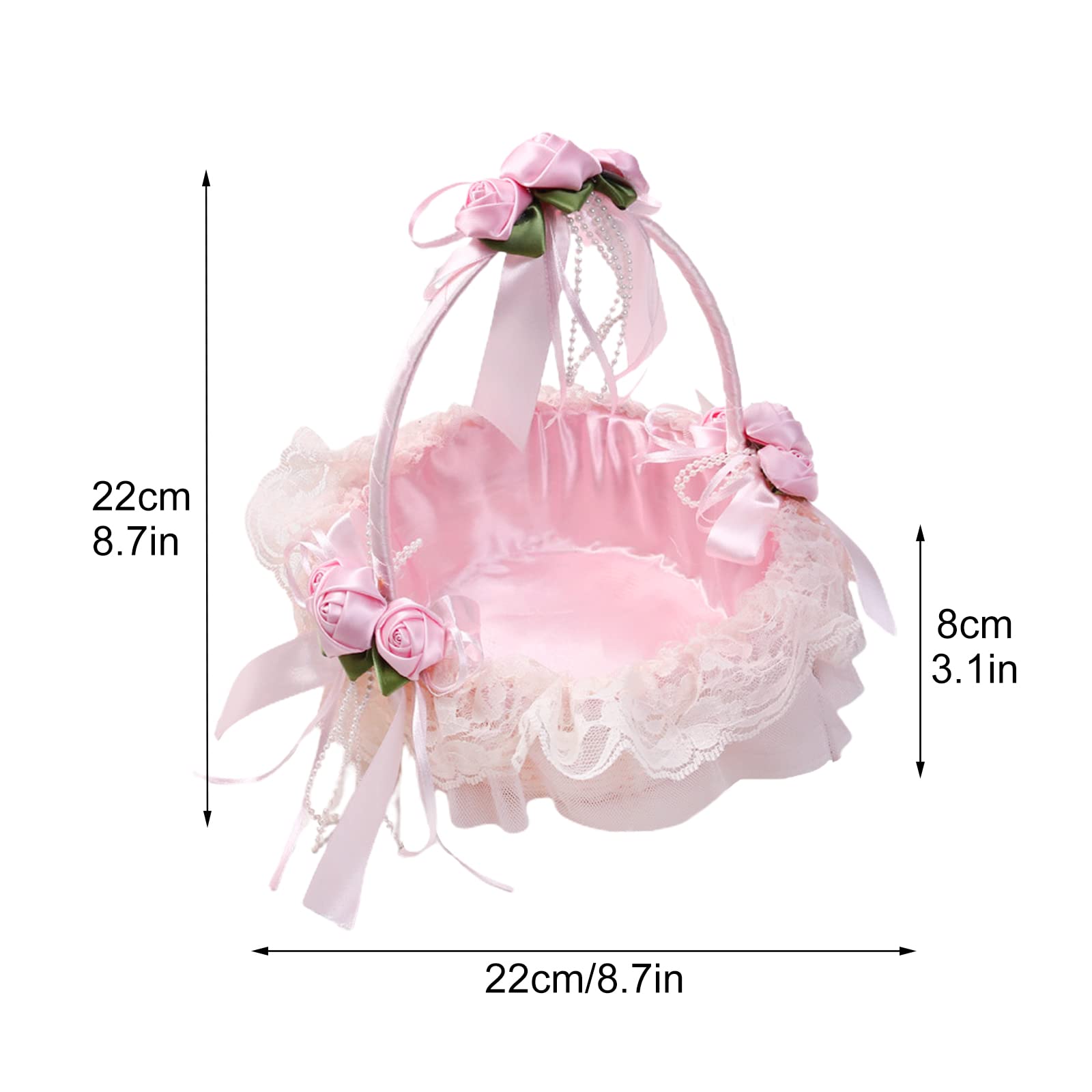 2 PCS Elegant Wedding Flower Girl Baskets with Handles - Lace-Trimmed Petal Storage Baskets for Bridal Showers, Garden Parties & Home Decor | Perfect for Flower Petals, Ring Bearer, and Outdoor Ceremonies