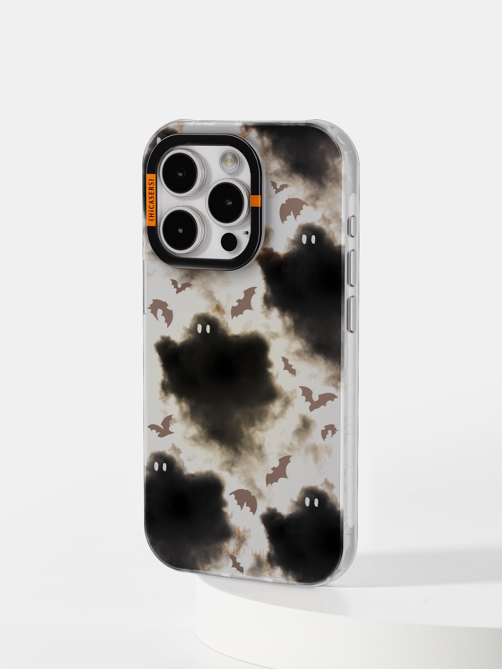 Iridescent Cloudy Ghosts Pattern Phone Case - Deep Grey | Trendy Protective Cover for iPhone & Samsung | Perfect for Halloween, Spooky Themes & Unique Style Lovers