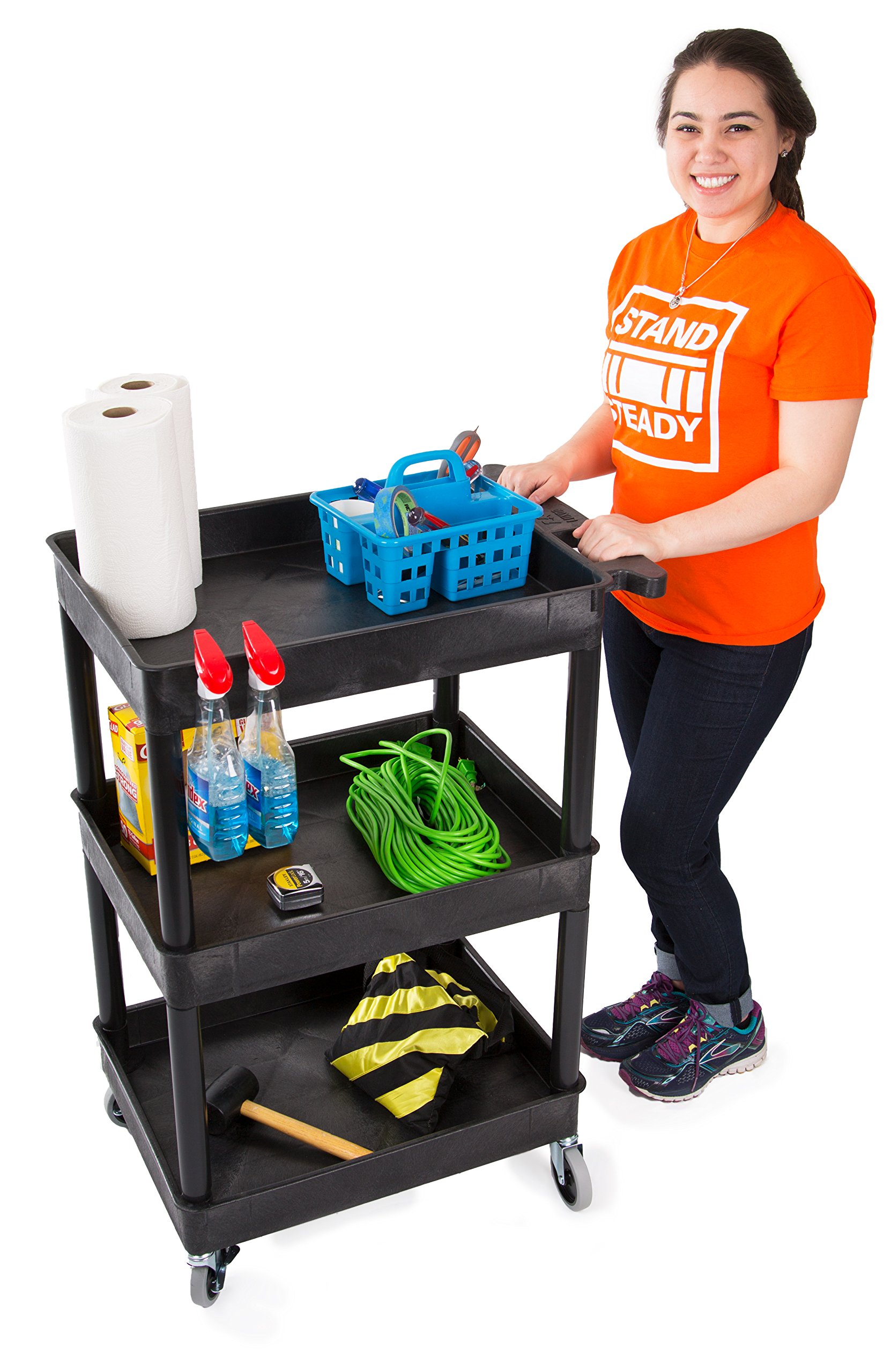 Stand Steady Tubstr Compact Utility Cart - Black Rolling Cart with 2.5