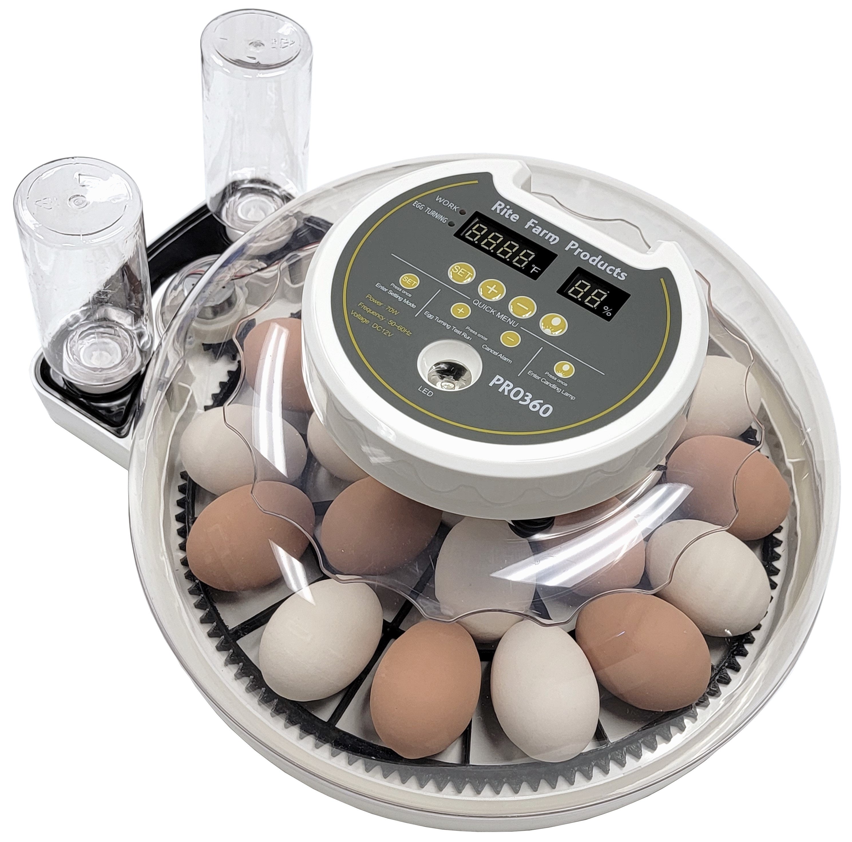 Deluxe Pro 360 Rite Farm Products 21 Egg Chicken Incubator with 5 Automatic Egg Turner Trays - Perfect for Poultry Farming, Hatching Eggs at Home, and Backyard Chicken Raising