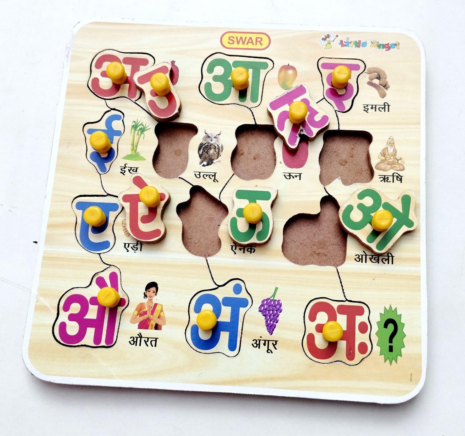 Wooden Puzzle for Kids & Adults - Hindi Alphabets Learning Toy, Educational Board Game for Toddlers 2+ Years - Perfect for Family Game Night & Early Childhood Development