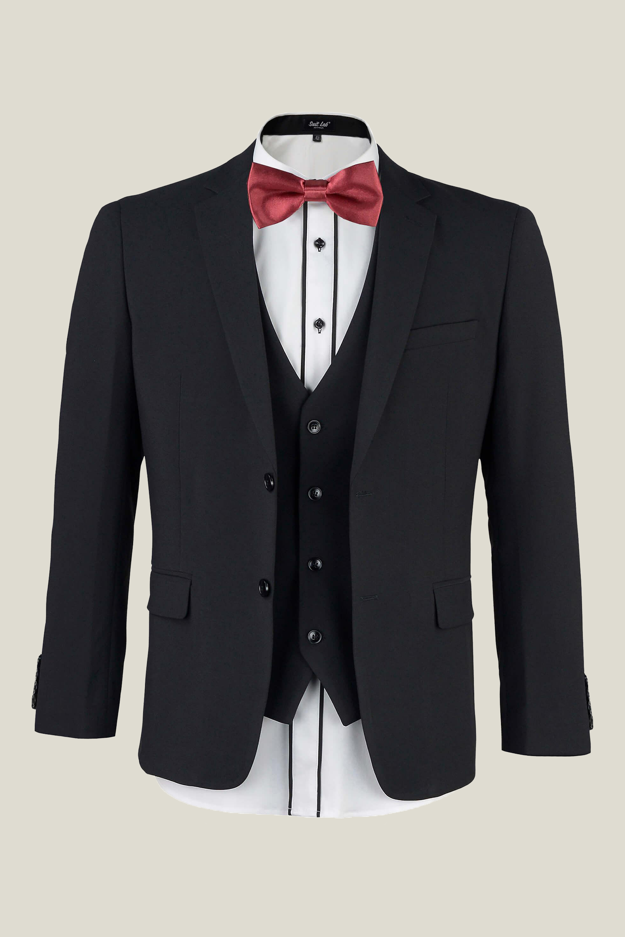 Premium Men's Black Suit - Slim Fit Business Formal Wear for Weddings, Interviews & Special Occasions