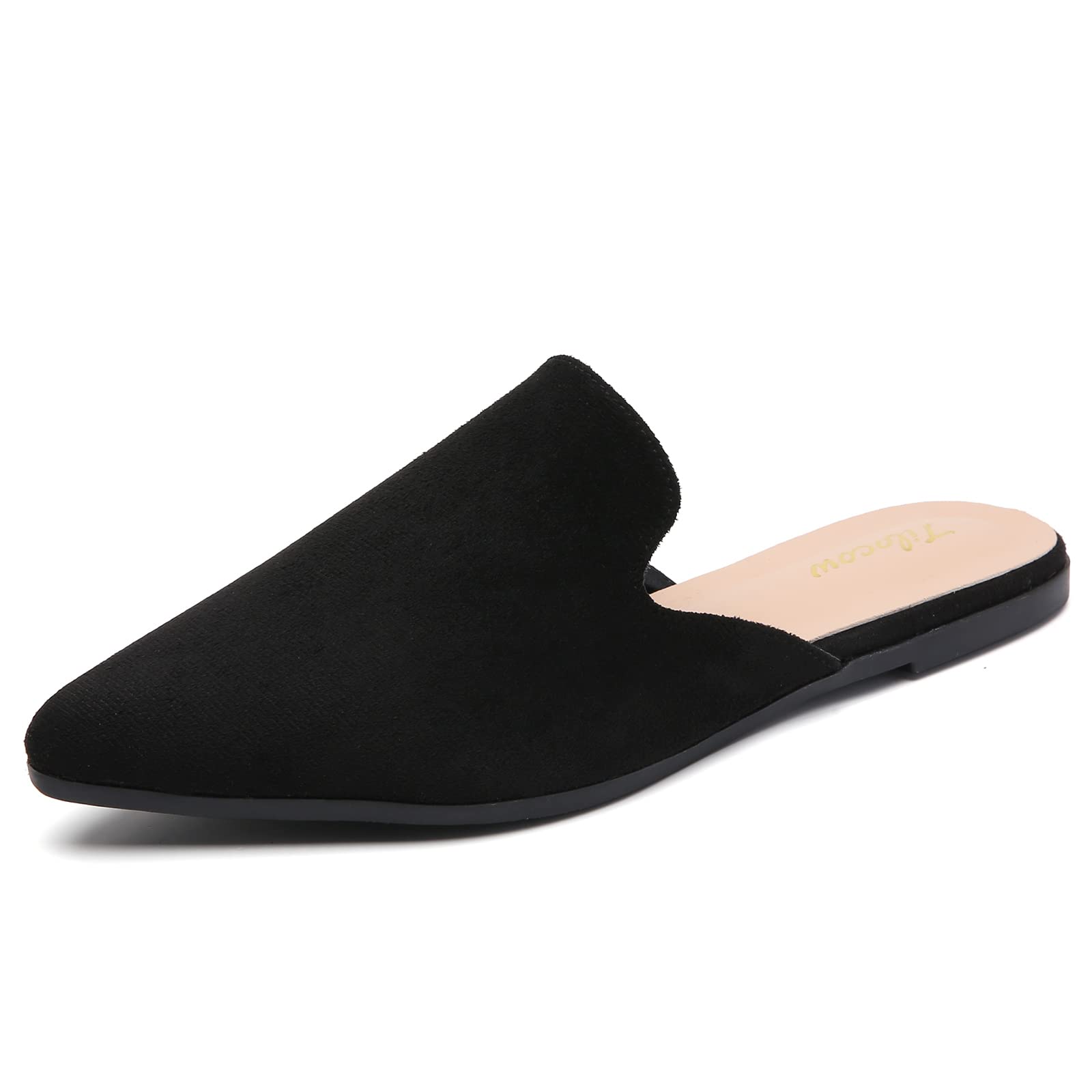 Tliocow Women's Pointed Toe Mule Slides - Backless Slip On Loafers for Women - Comfortable Flats for Work, Office, Casual Wear & Summer Outfits