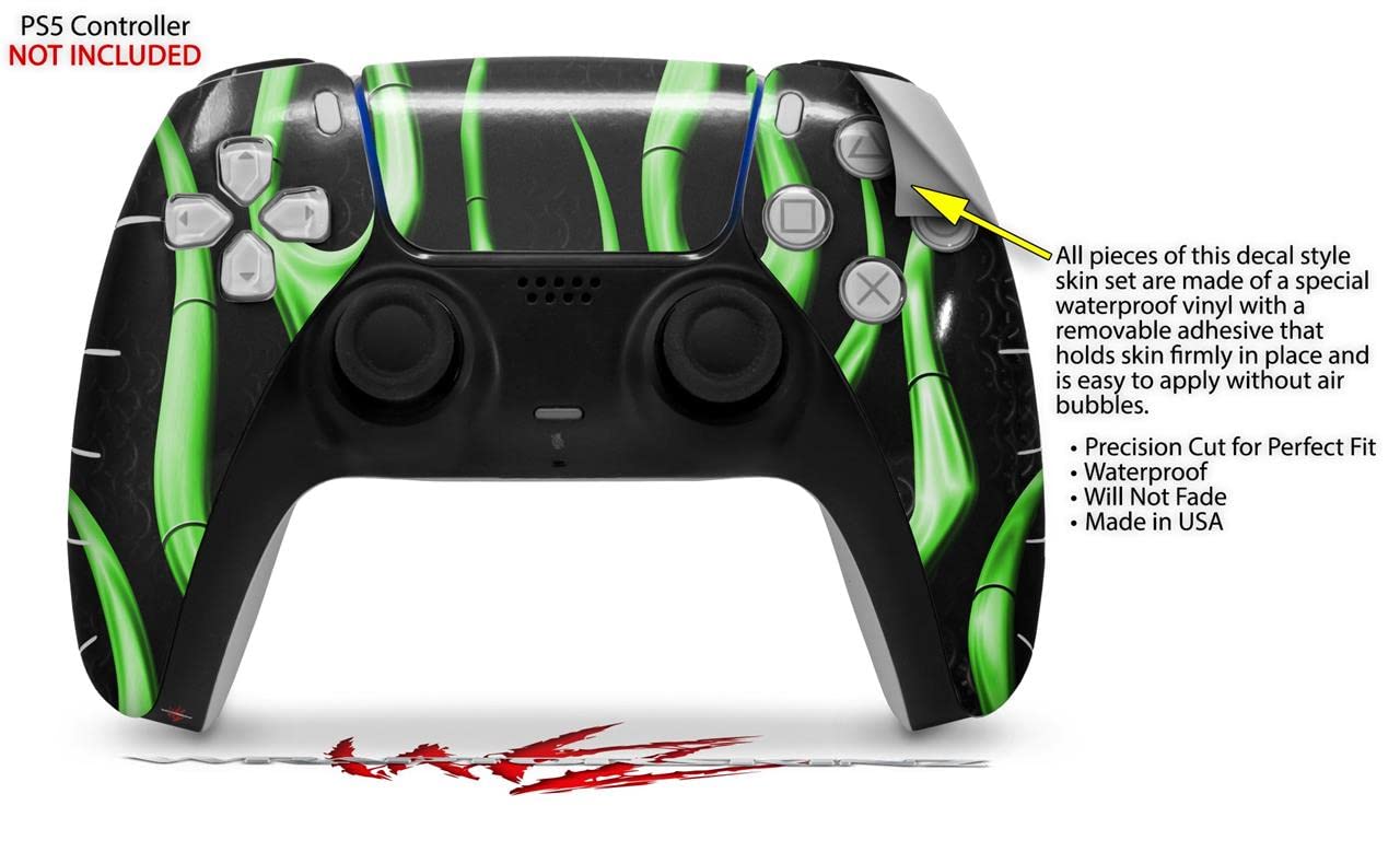 PS5 DualSense Controller Skin Wrap - Metal Flames Green for Gaming Protection