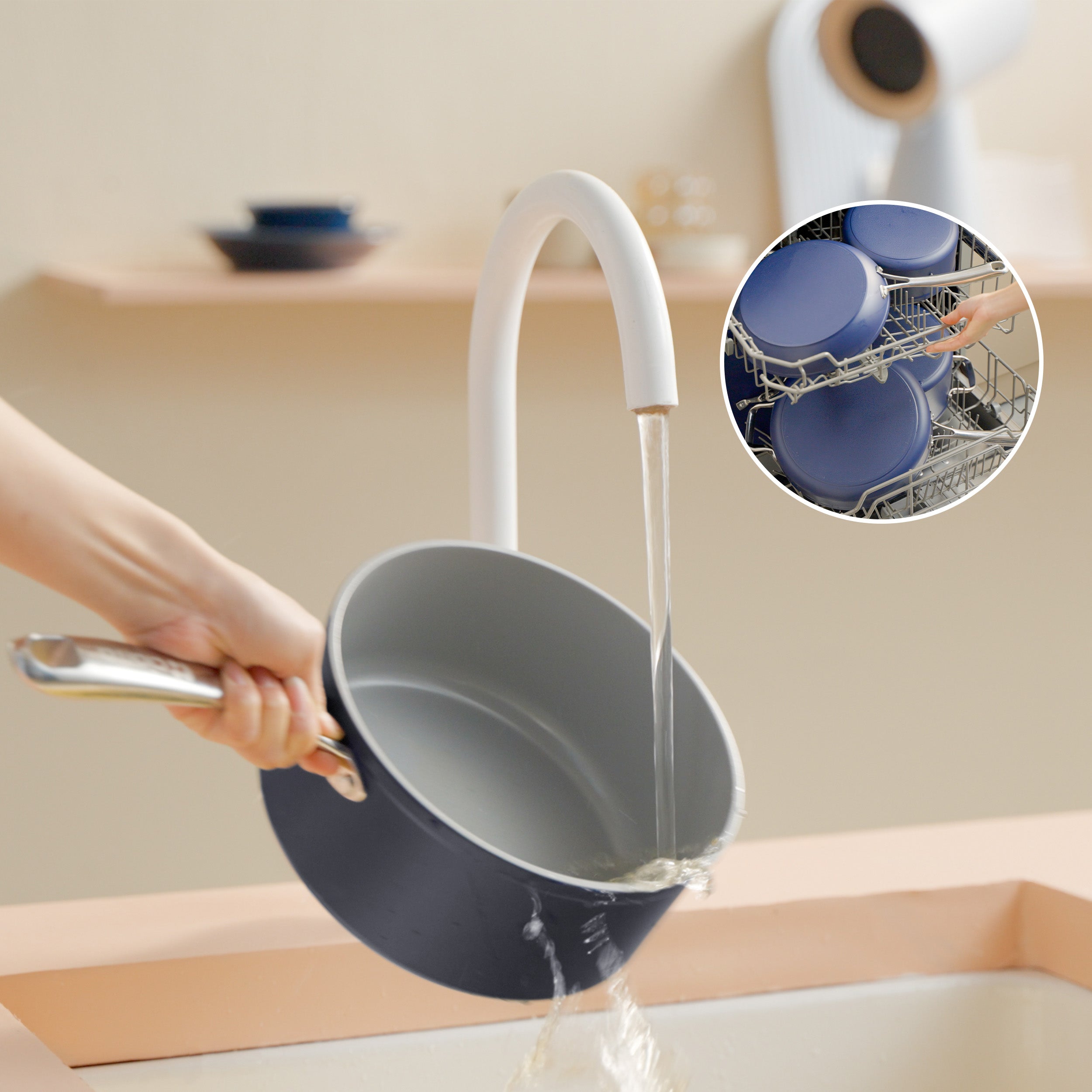 Ciarra Beyond Cookware Mini Duo Set - Midnight Dream Nonstick Ceramic Coating | Perfect for Small Kitchens & Dorm Cooking | Healthy Frying, Sauteing & Baking
