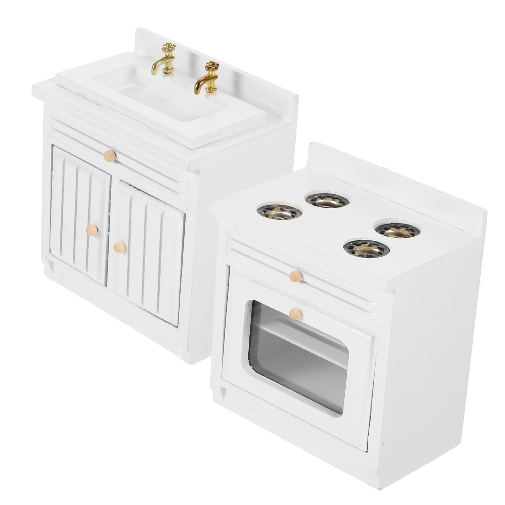 Mini Kitchen Accessories Set for Dollhouse - Wooden Stove, Sink, Cooking Table & Decor - Realistic Doll House Furniture for Kids Play & Collectors - Perfect for DIY Miniature Models, Room Decor & Gift Giving