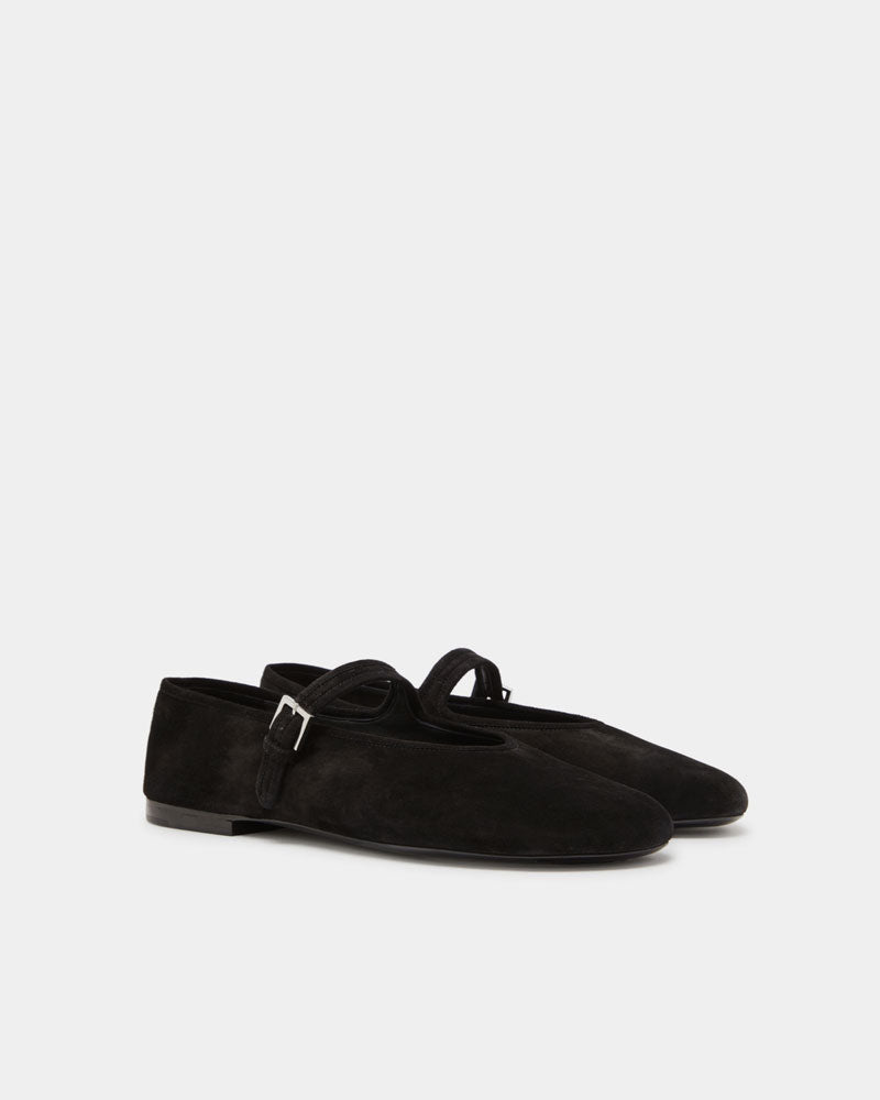 Black Suede Leather Ballet Flats for Women - Comfortable Slip-On Shoes for Work, Travel & Casual Wear