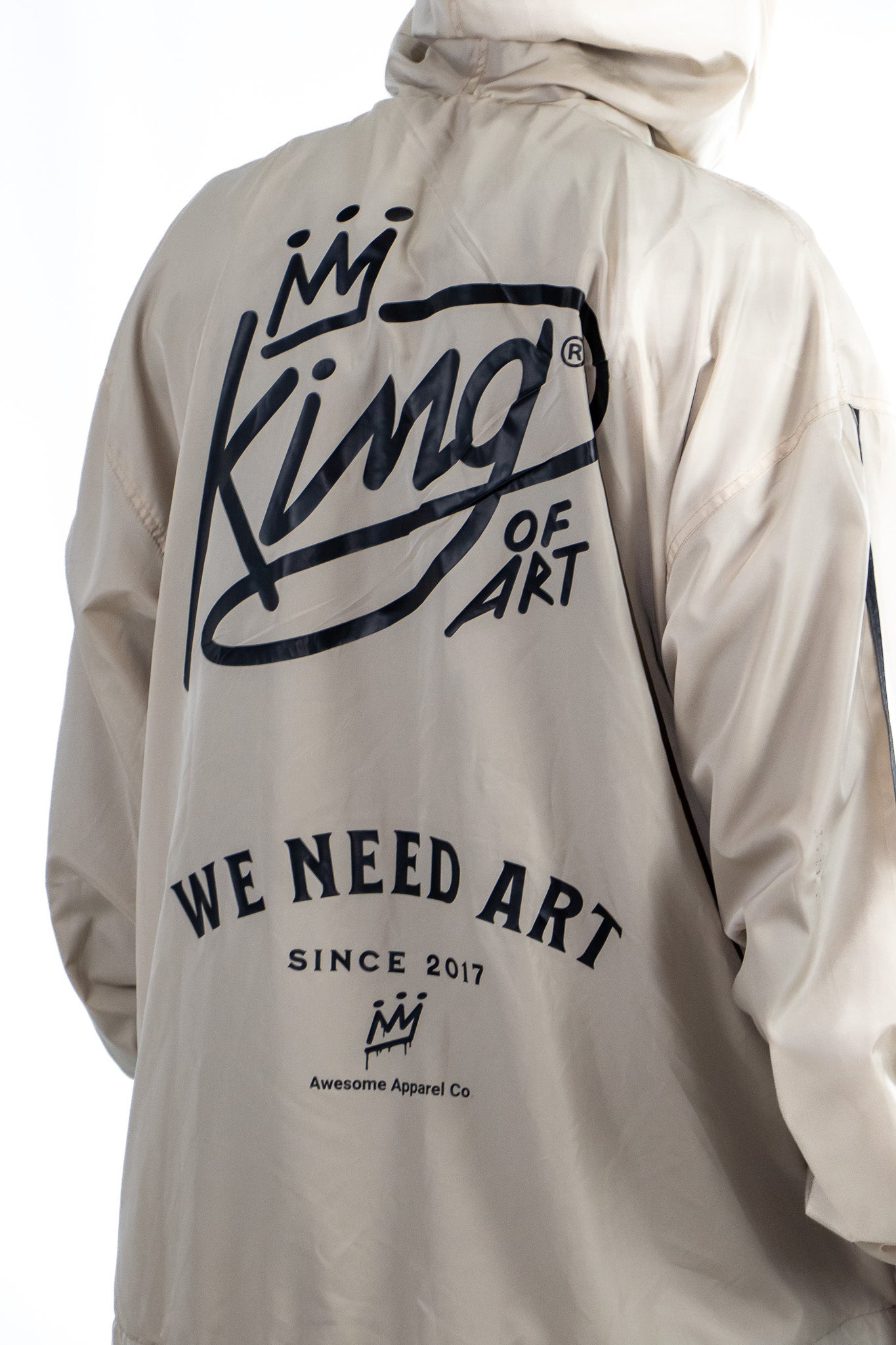 Unisex Anorak Jacket - King of Art Windbreaker in Somer Beige 6081B | Waterproof Outdoor Coat for Hiking, Camping & Urban Fashion