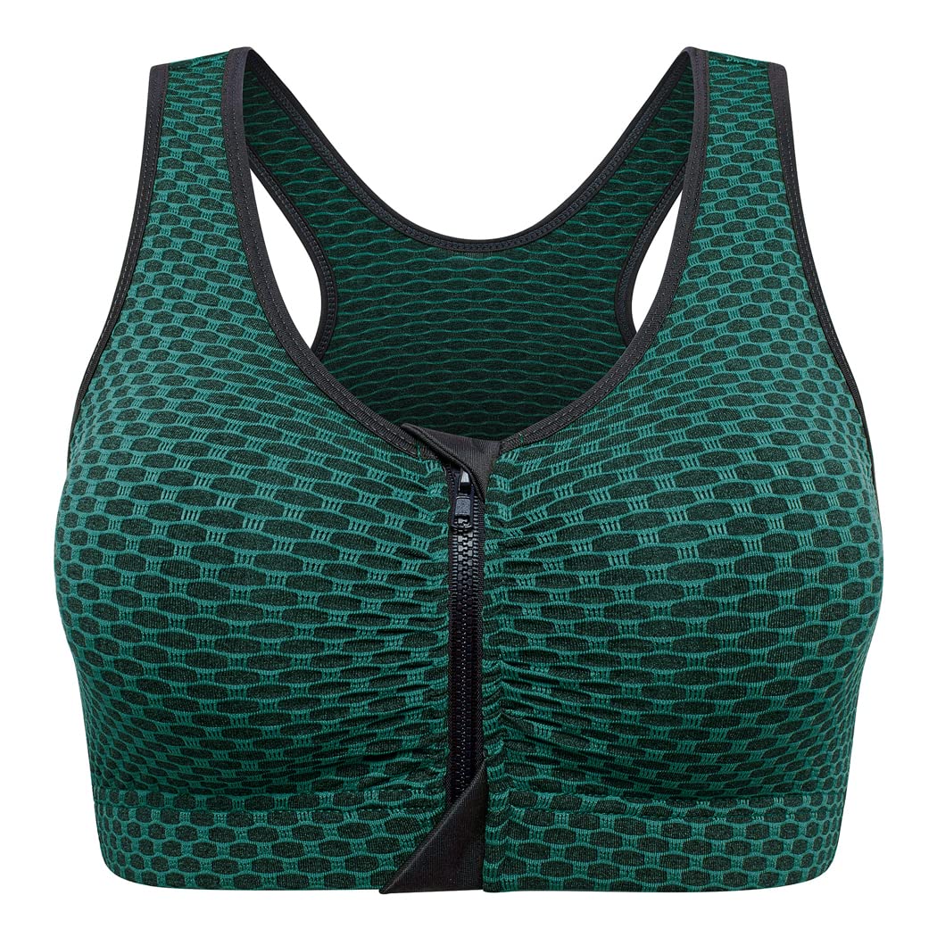 FUT Women's Front Zipper Sports Bra - Wireless Post-Surgery Support Bra for Yoga, Running & Active Lifestyles - Comfortable Workout & Recovery Bra for Daily Wear