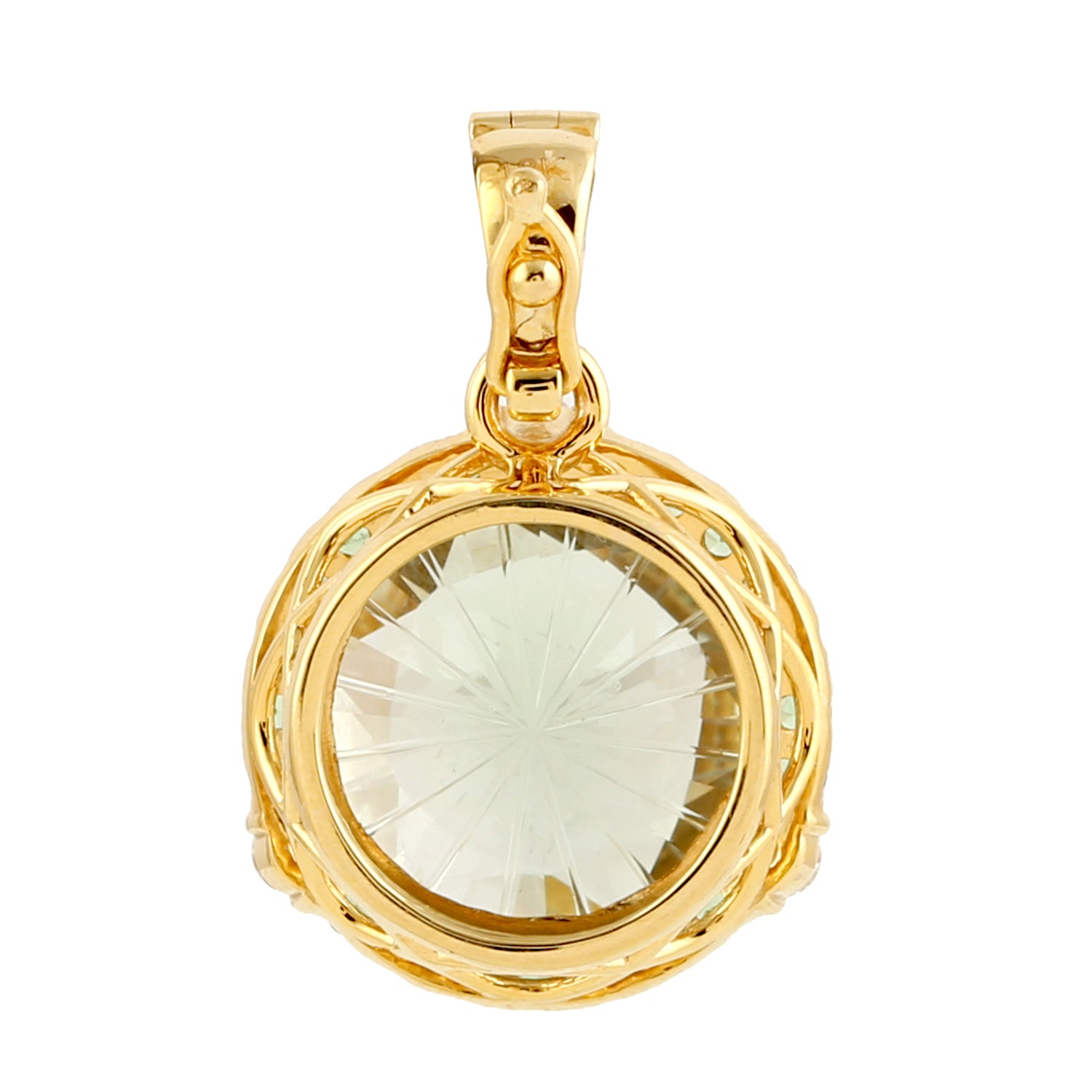 18K Yellow Gold Green Amethyst Pave Tsavorite Diamond Pendant Necklace - Elegant Jewelry Gift for Women, Perfect for Weddings, Anniversaries & Special Occasions
