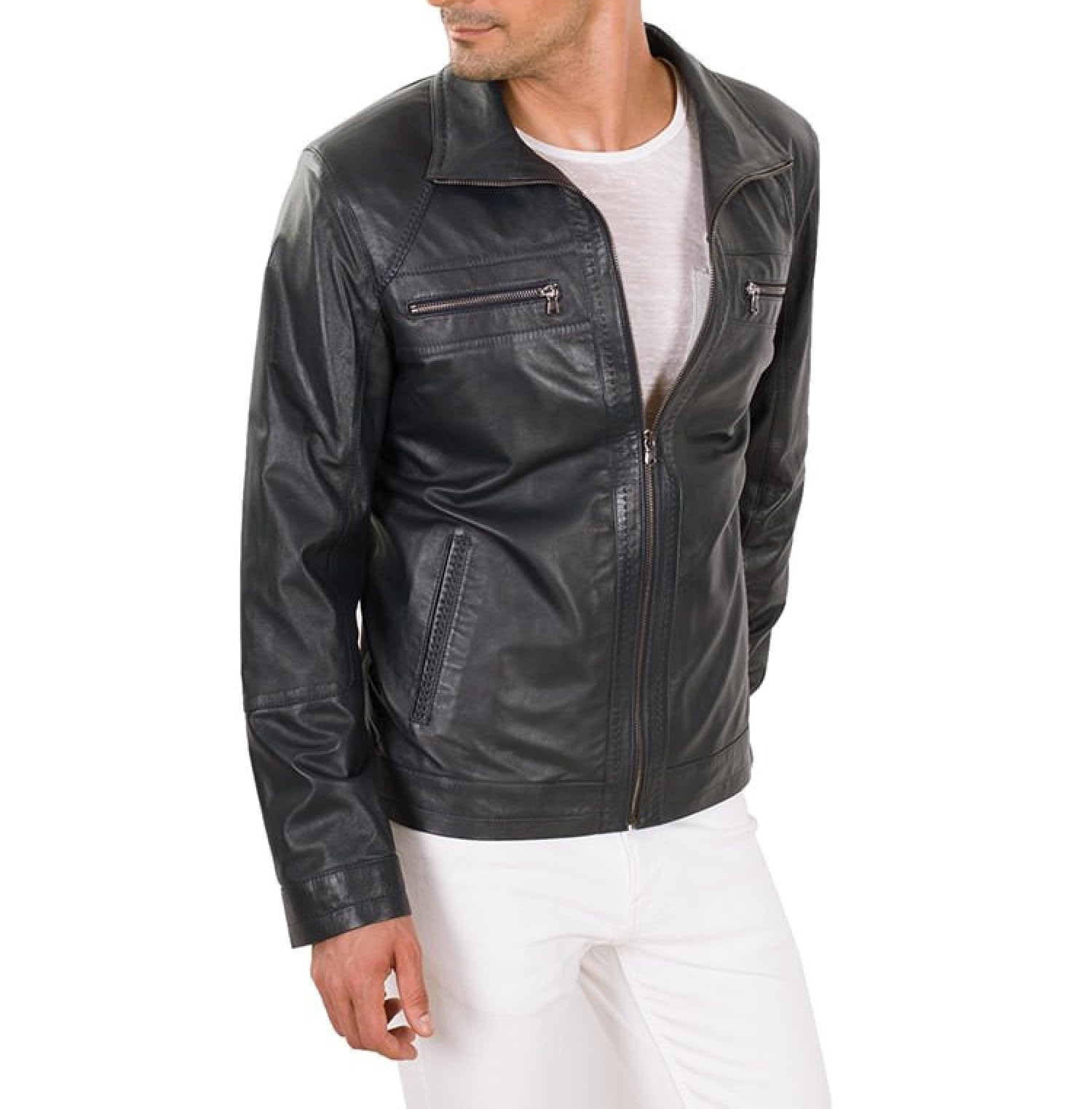 Premium Men's Black Lambskin Leather Biker Jacket - Stylish Motorcycle Jacket for Men | Perfect for Riding, Casual Wear & Outdoor Adventures