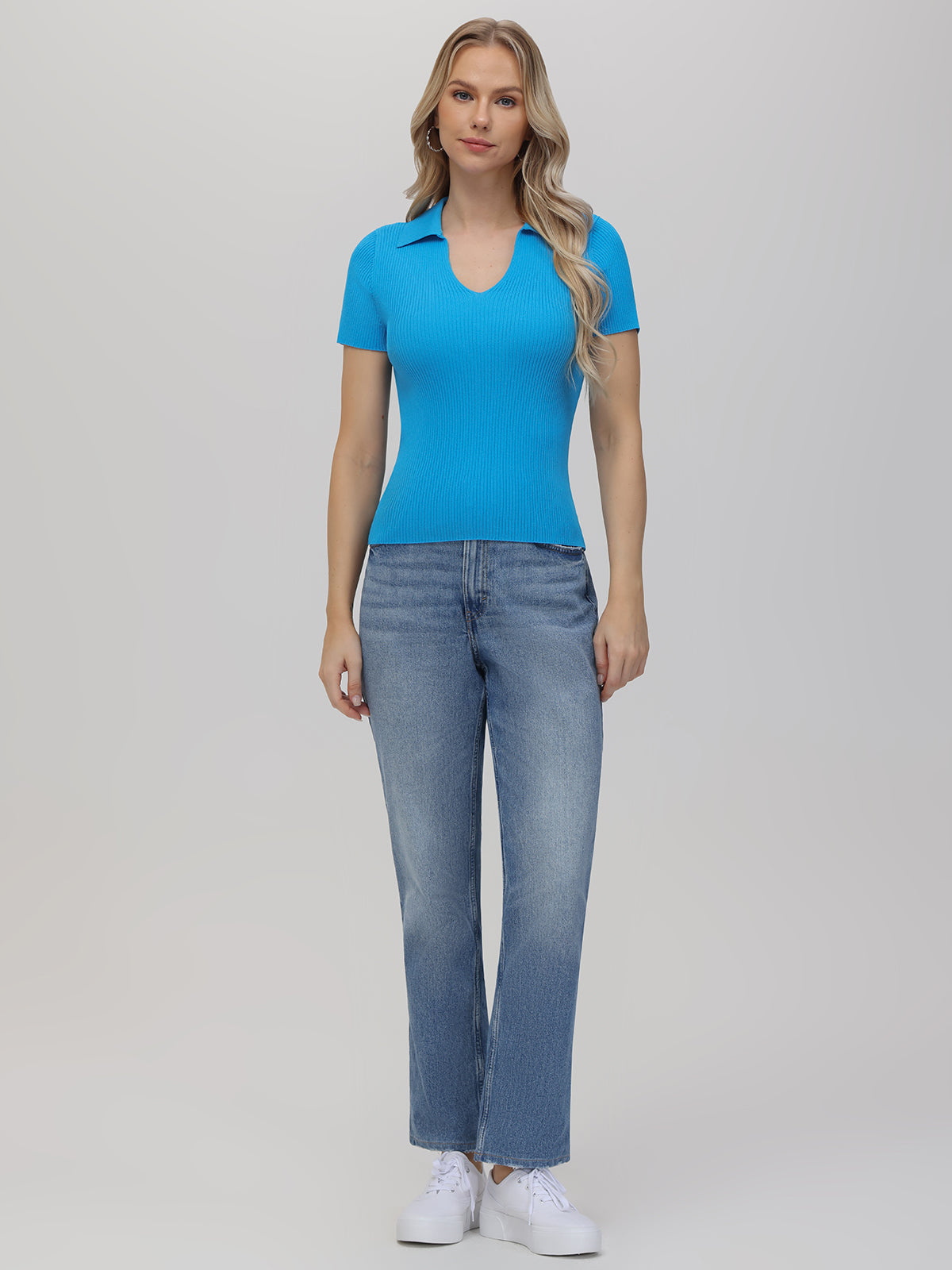 Penelope Women's V-Neck Polo Pullover Sweater - Casual Knit Top for Work & Everyday Wear | Perfect for Office, Outings & Layering