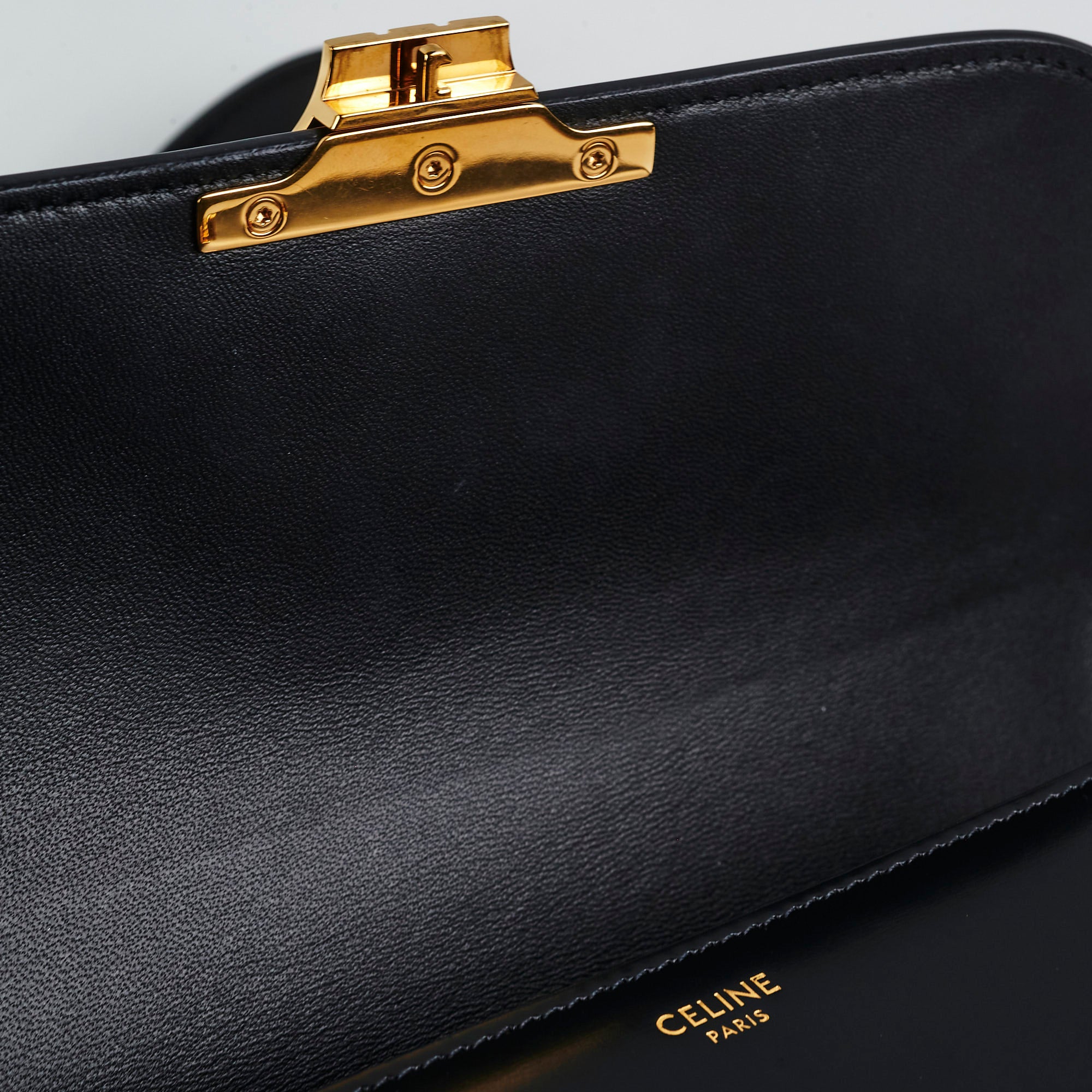 Celine Triomphe Medium Black Leather Shoulder Bag - Luxury Designer Handbag for Women | Perfect for Work, Travel & Evening Events